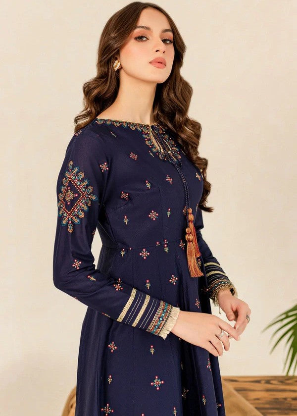 cotton Anarkali in Dark blue