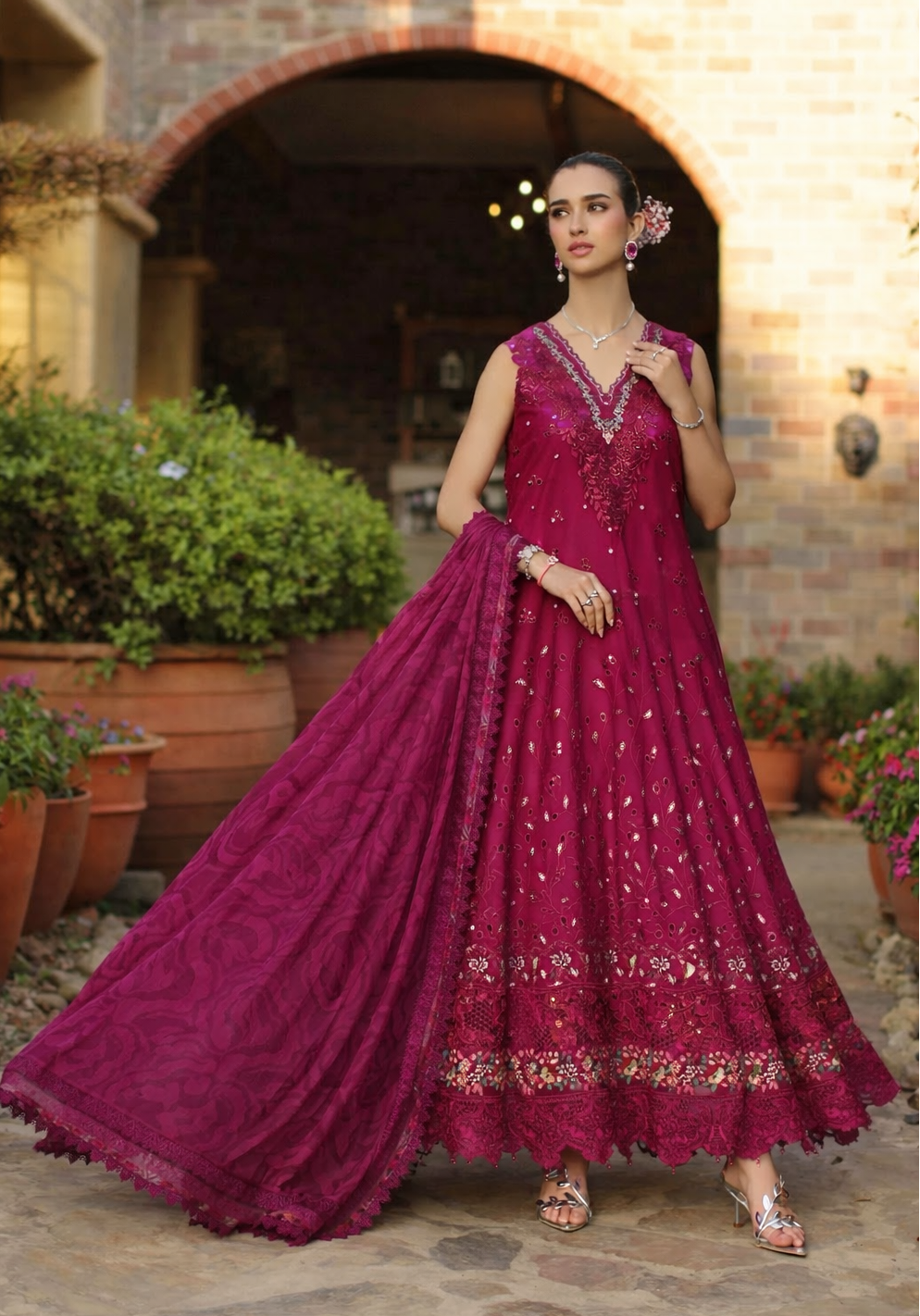 Luxury Eid Schiffli Laserkari Lawn – D6 - A - Zelina