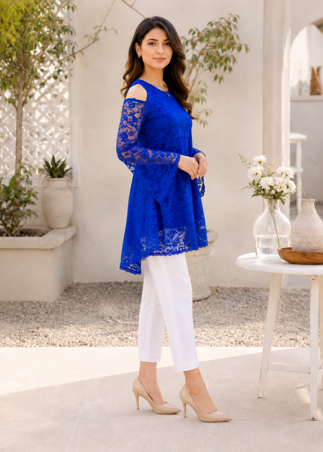 net Tunic in Royal blue