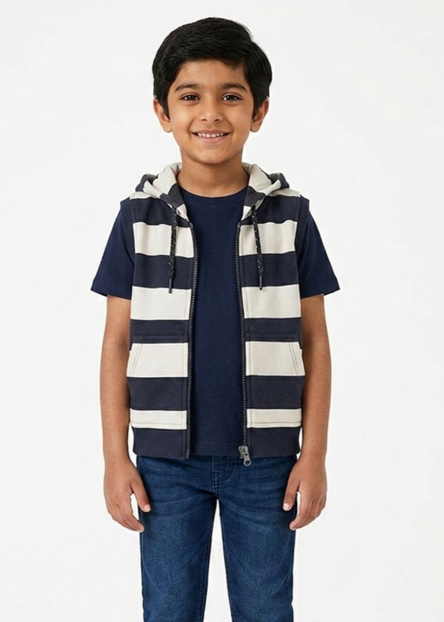 fleece Hoodie in Aegean blue, white