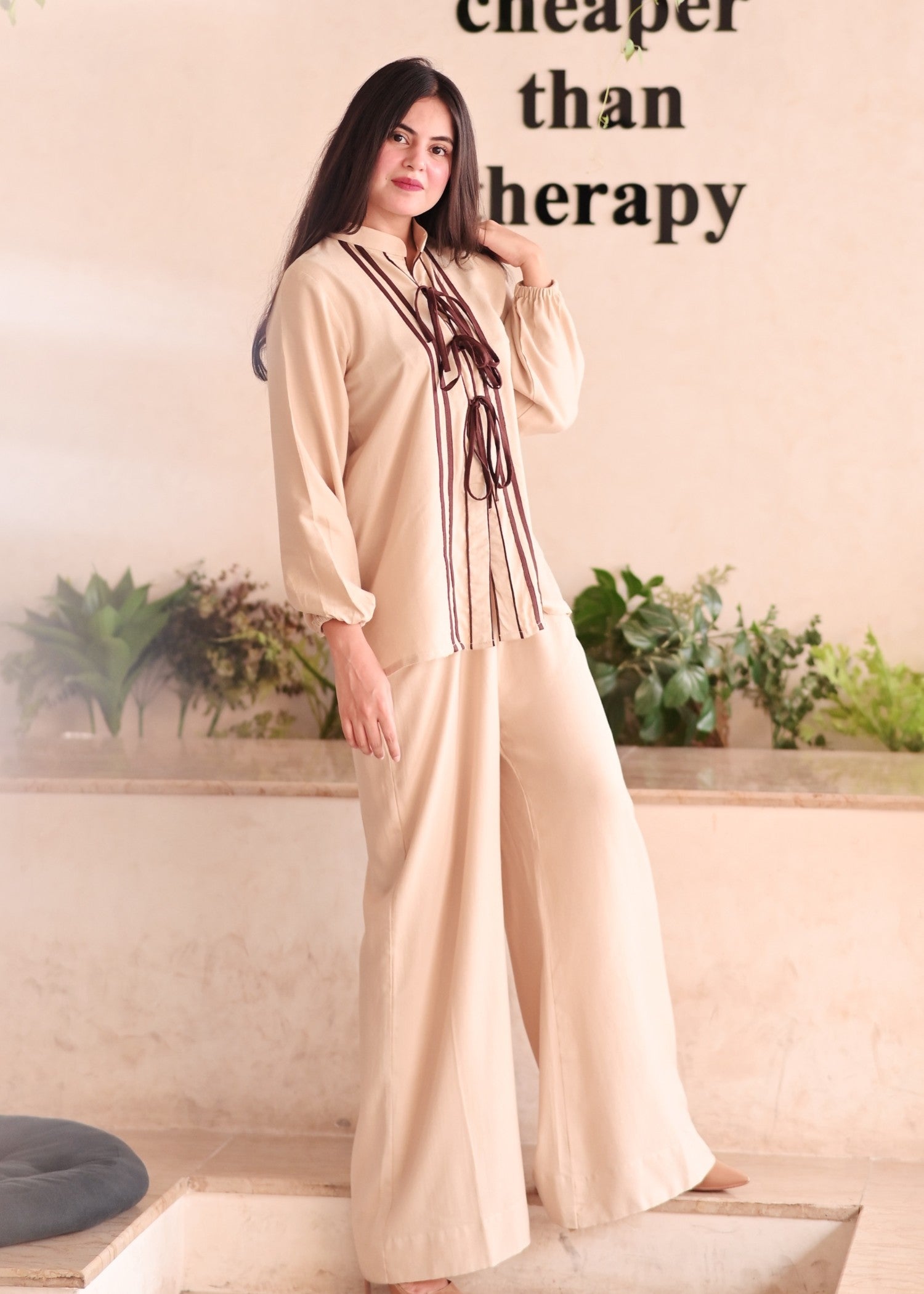 poplin Co ord Sets in Beige