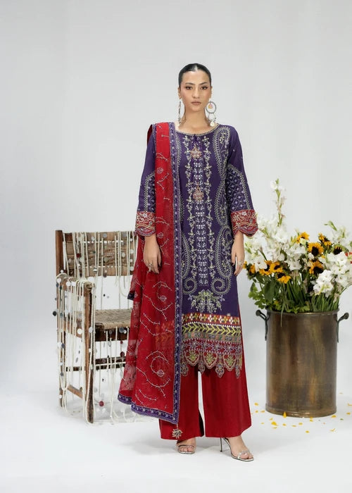 silk Kurta Set in Grape