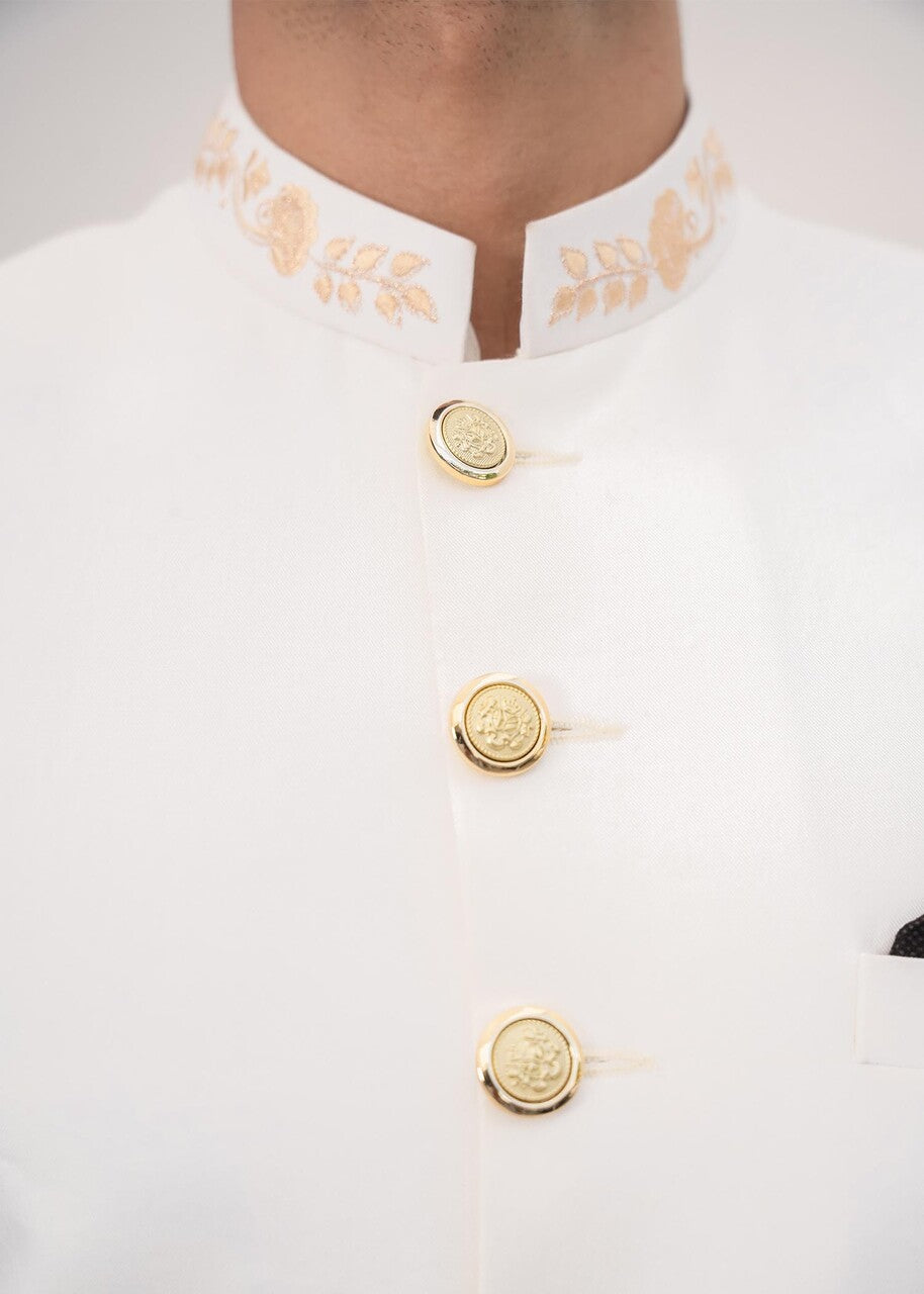 tropical Sherwani in Off-white by HK Fashion