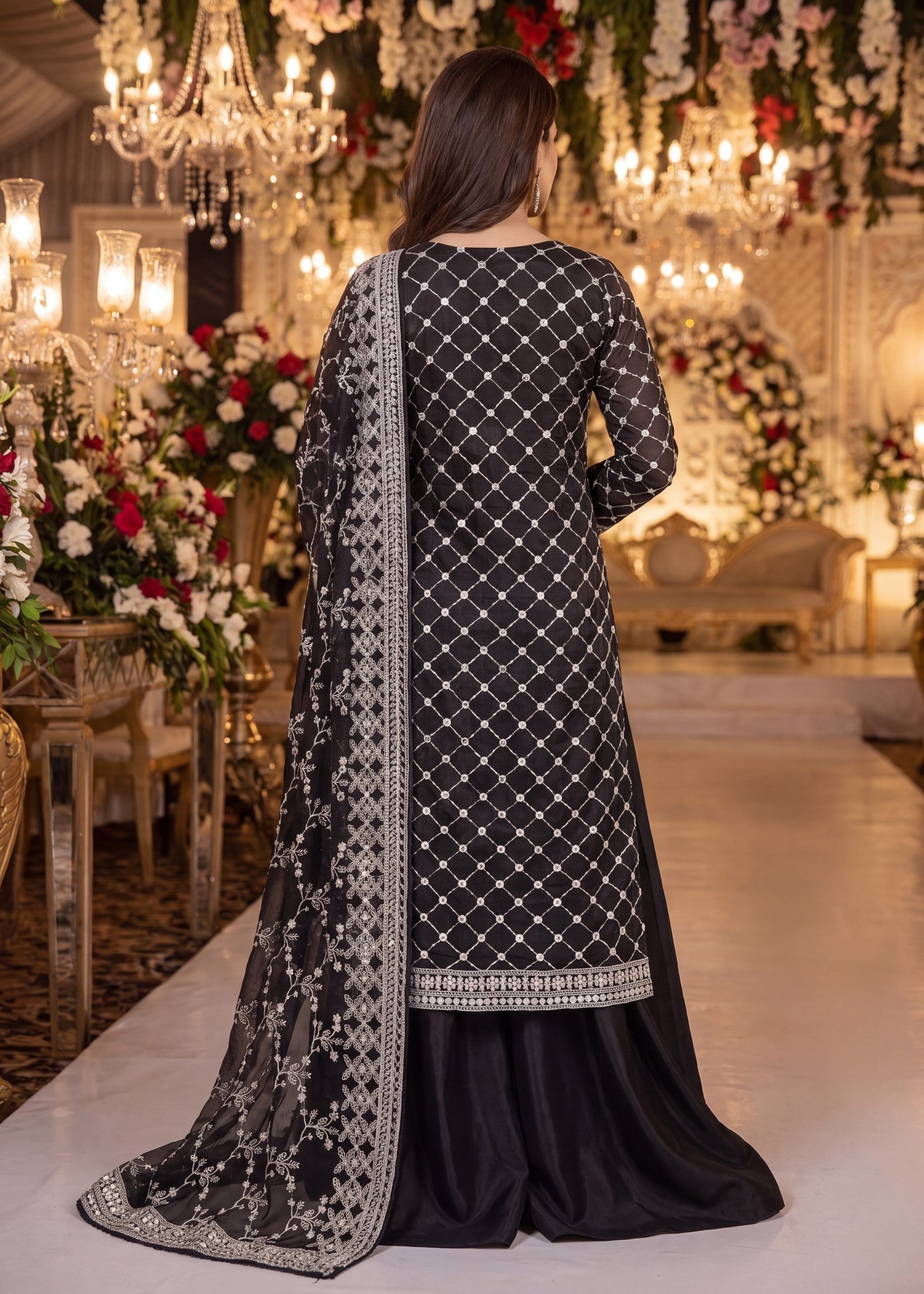 khaddi net Unstitched in Black