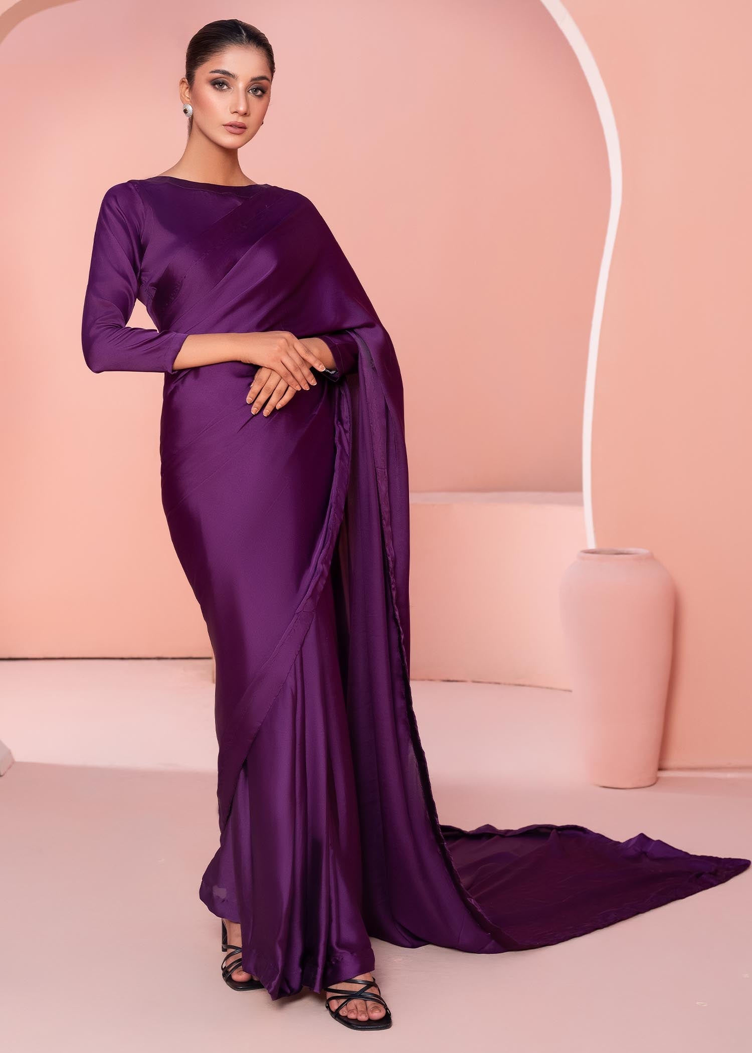 silk Saree in Plum