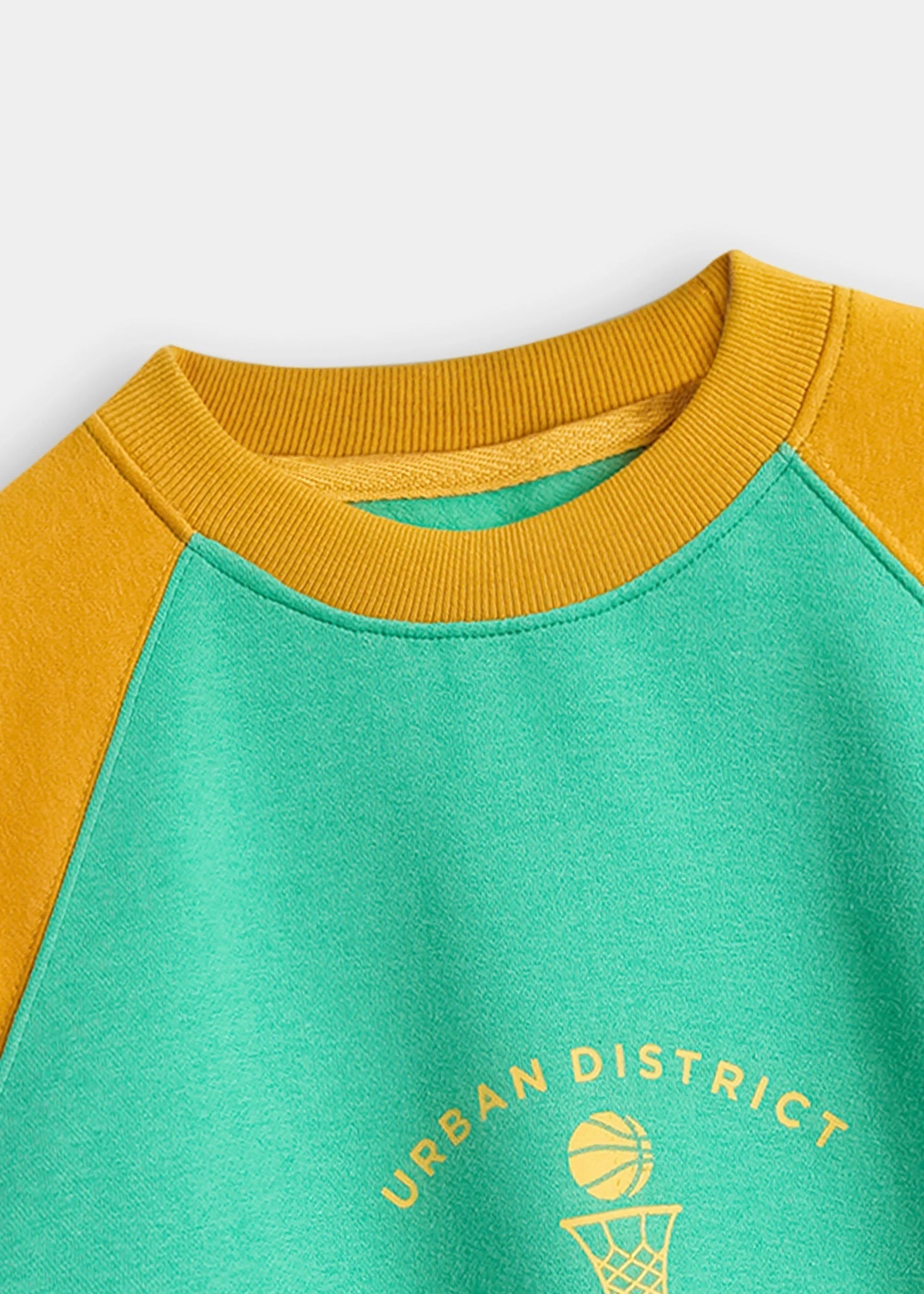 fleece Sweatshirt in Mustard, emerald green