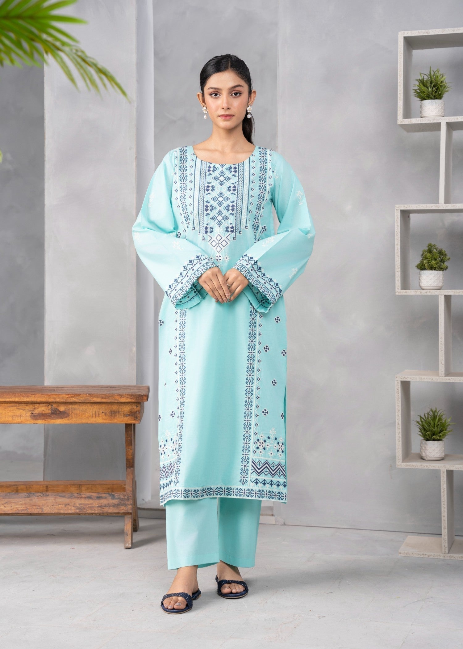 cotton Kurta Set in Sky blue