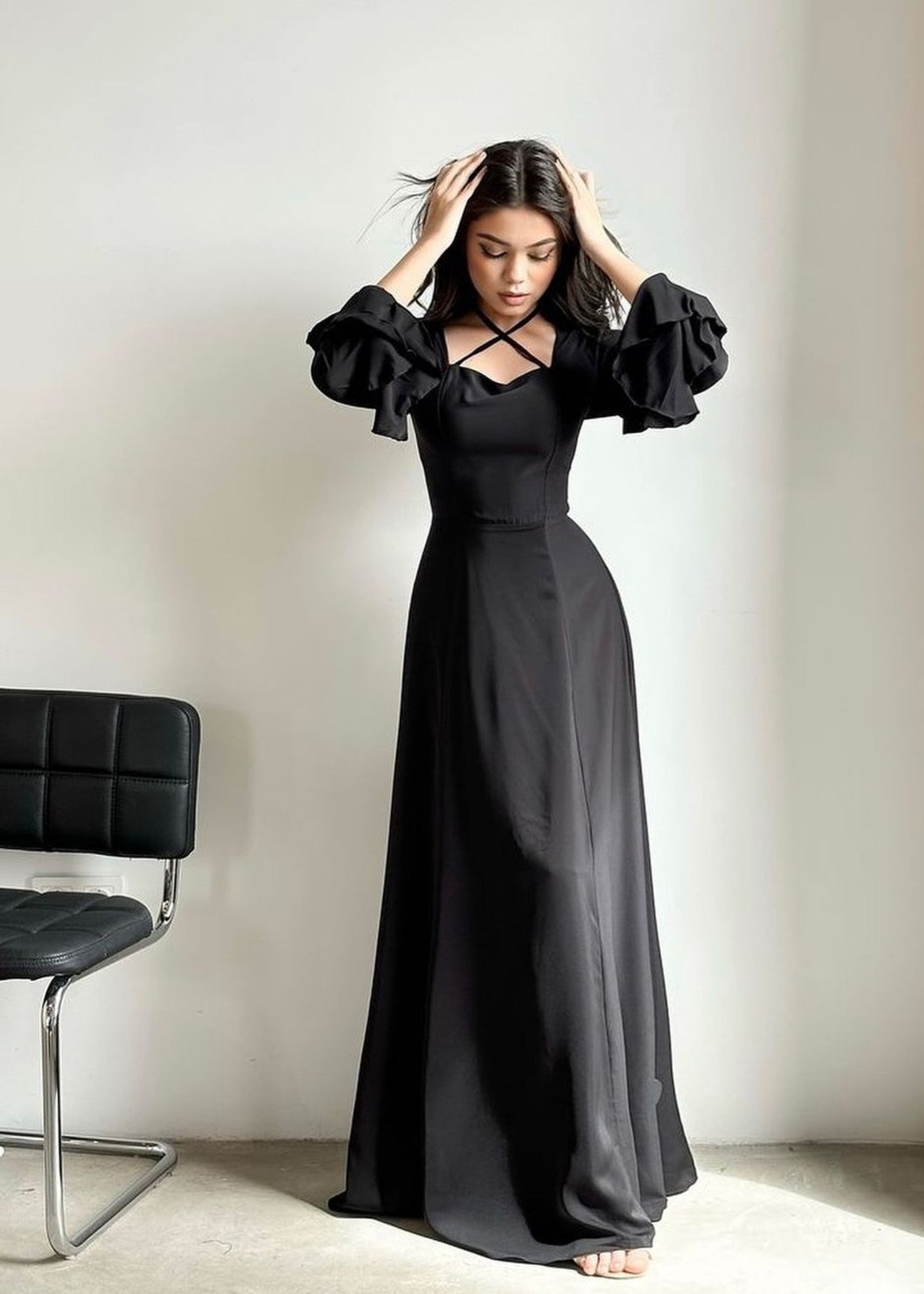 georgette Dress in Black