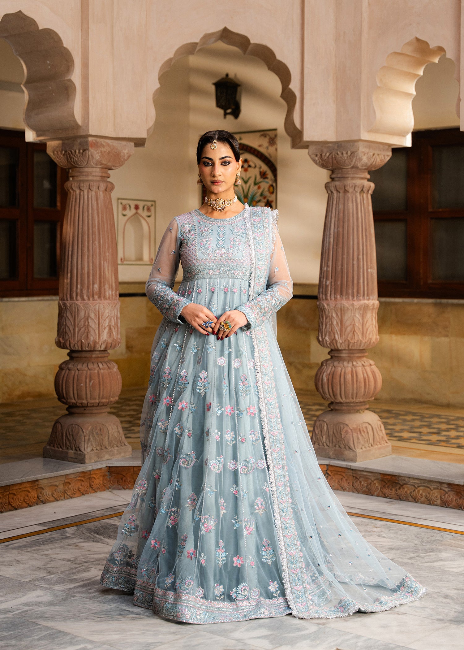 net Pishwas in Ice blue