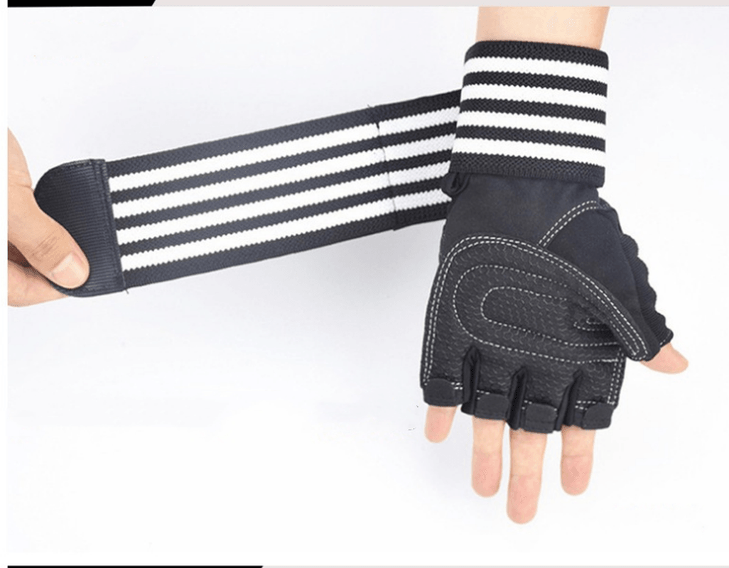 Ribbon Compression Wristband Sports Non-Slip Half-Finger Gloves