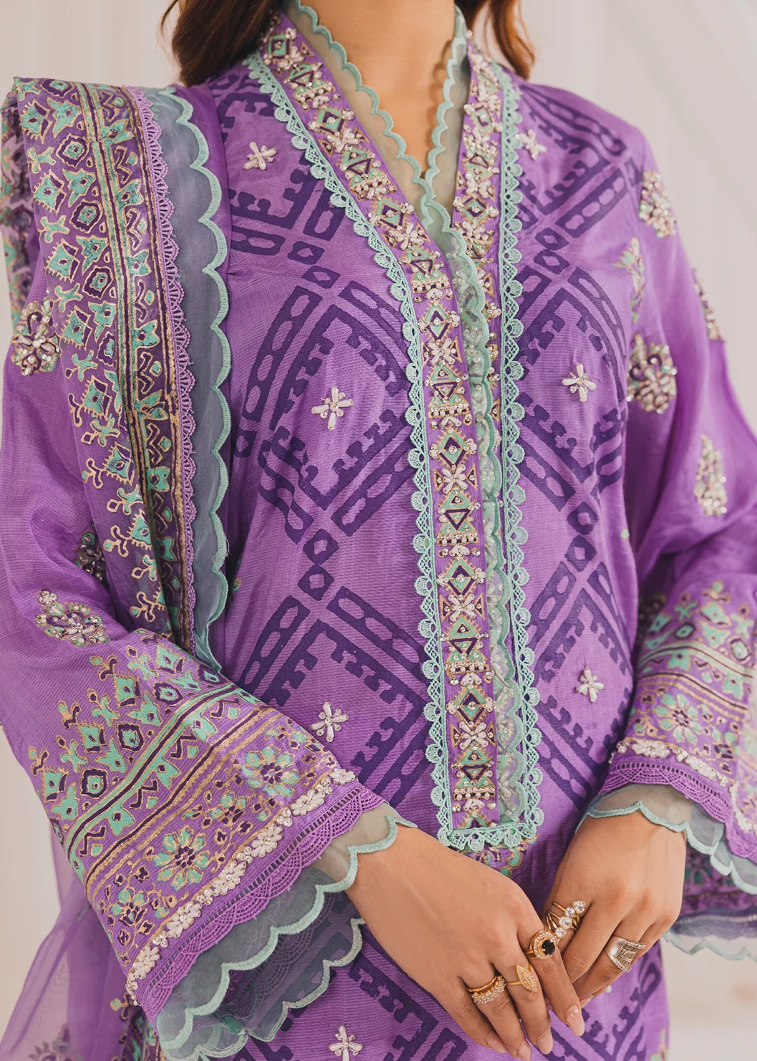 raw silk Unstitched in Lavender