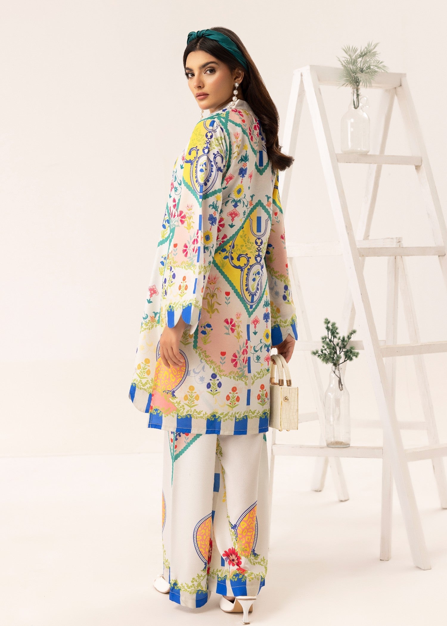 lawn Co Ord Sets in Blush pink, white, sky blue
