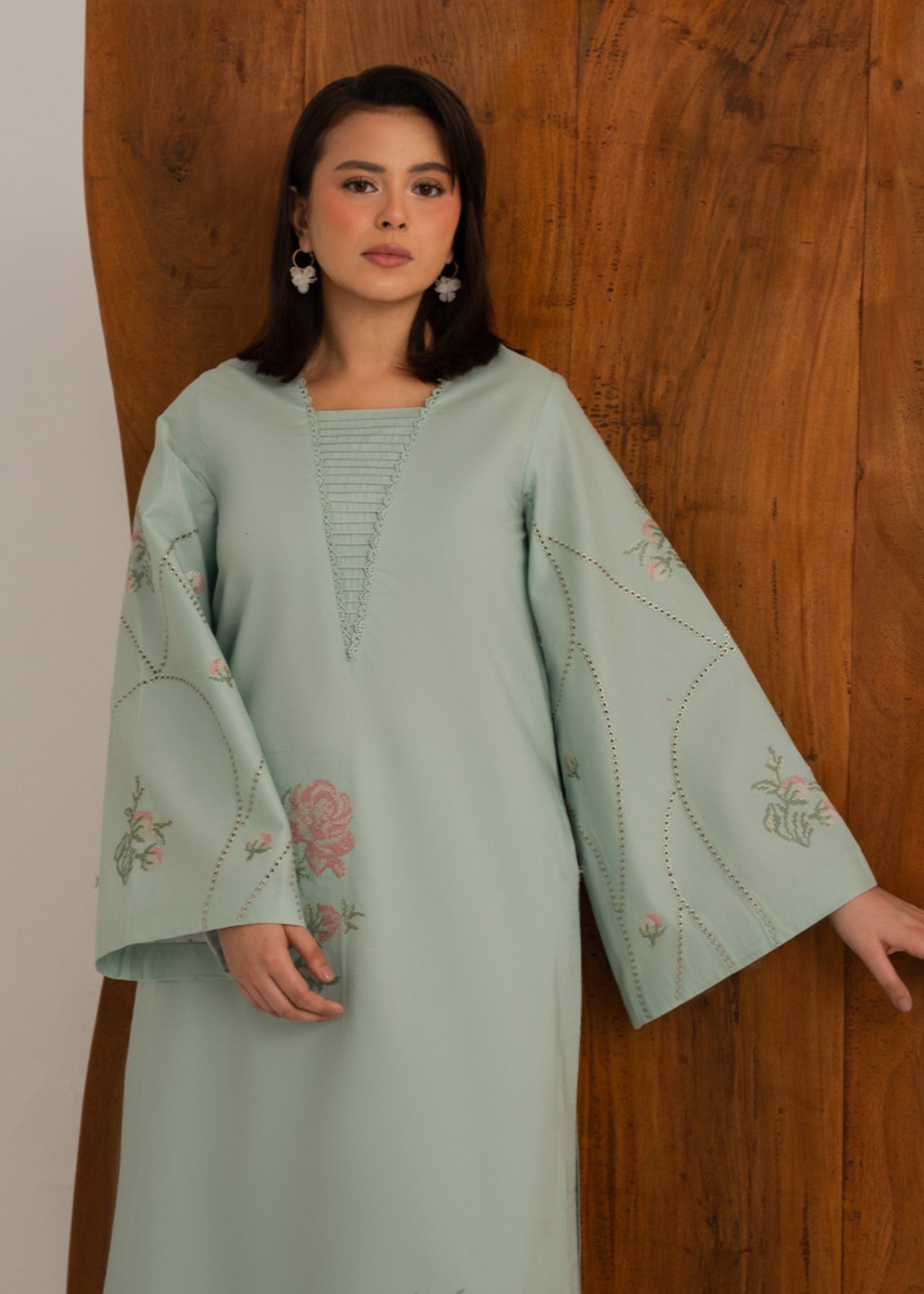 cotton Kurta Set in Frost blue