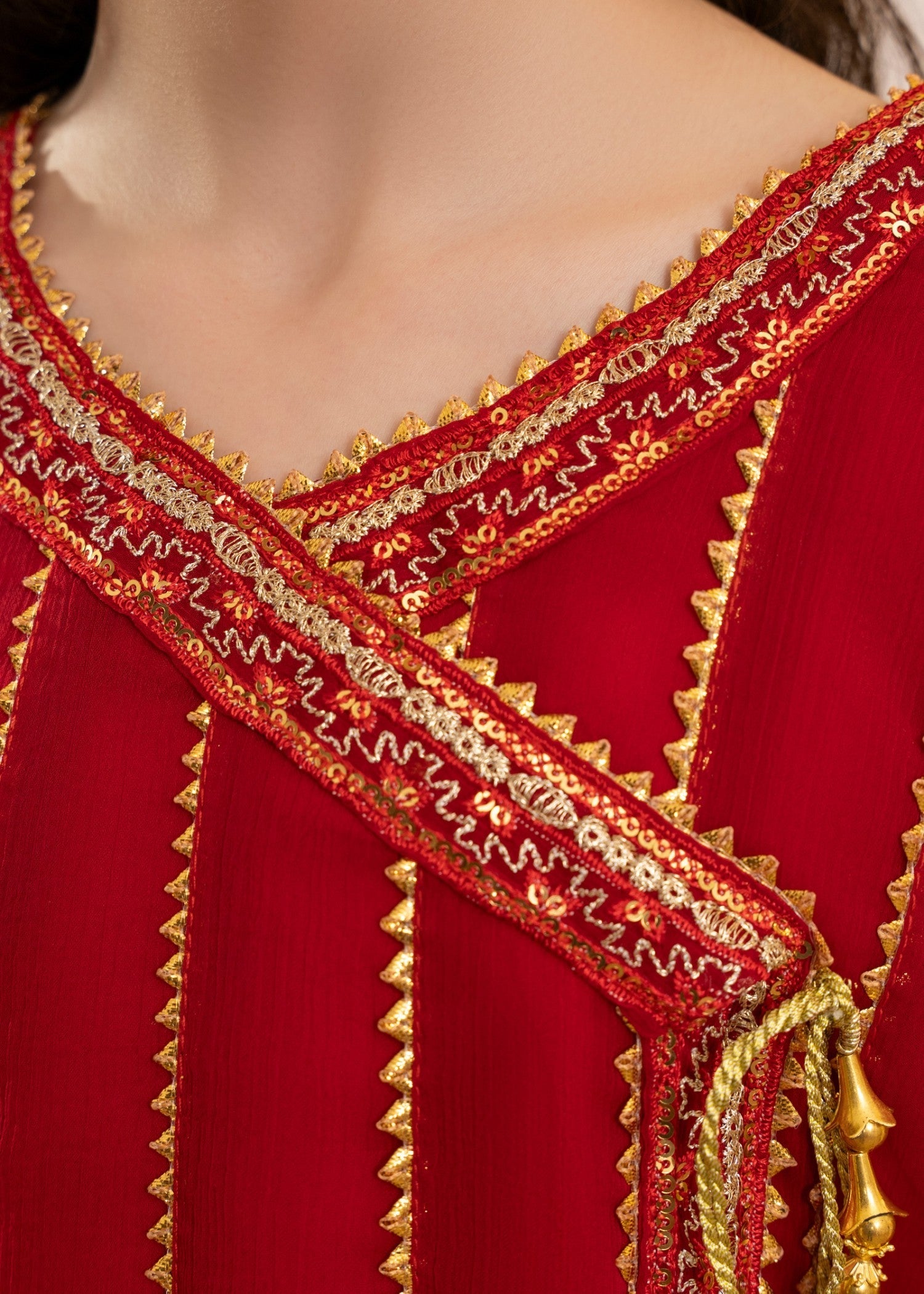chiffon Short Frock in Red