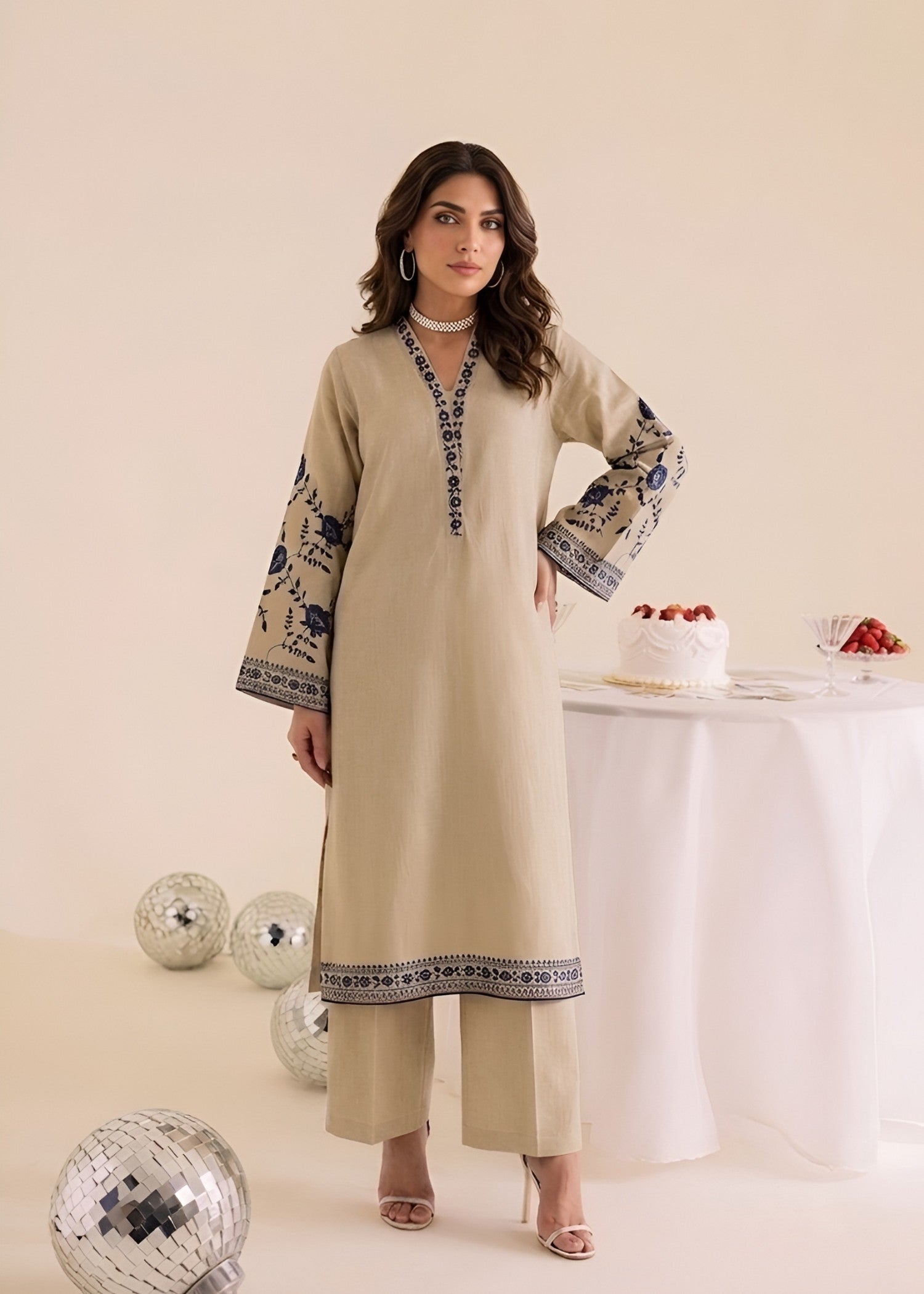 linen Kurta Set in Antique white