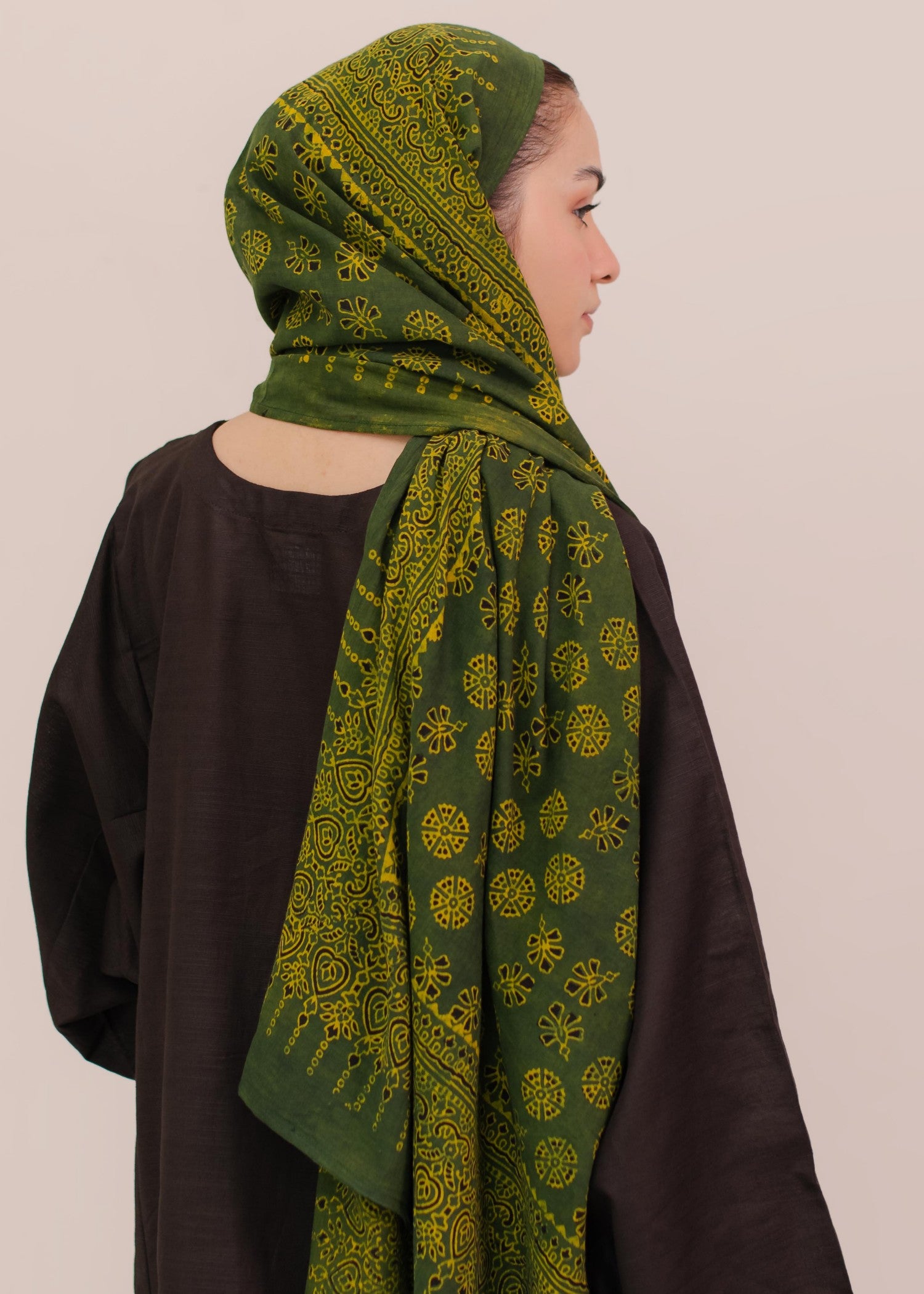 lawn cotton Hijab in Olive green
