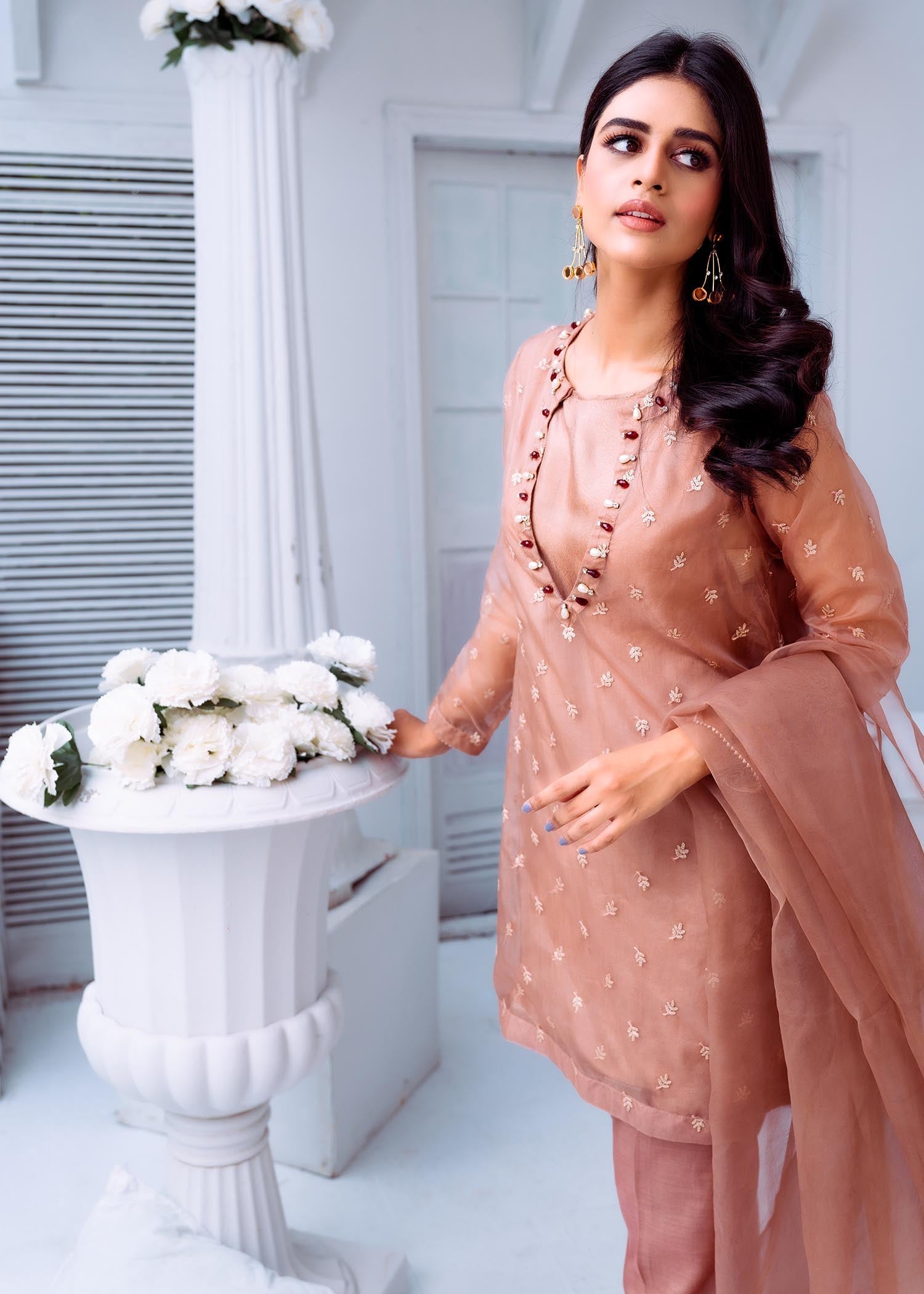 organza Kurta Set in Honey