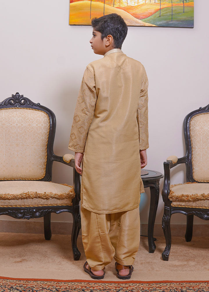 raw silk Kurta Set in Gold