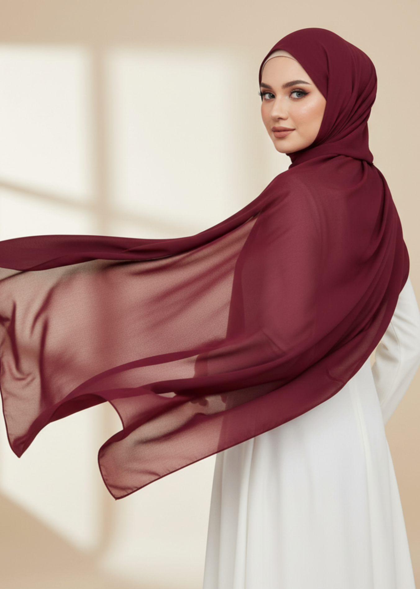 chiffon Hijab in Maroon