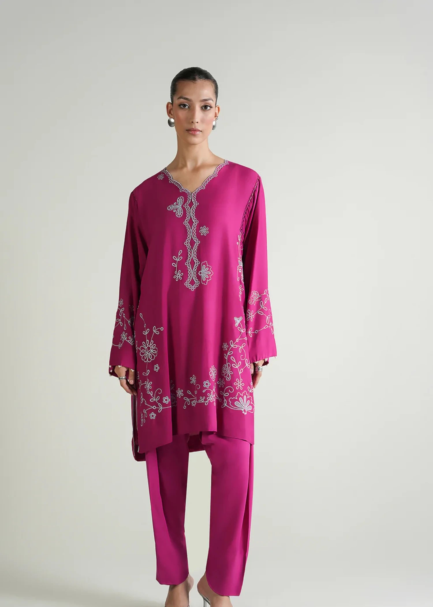 crepe Kurti in Pink