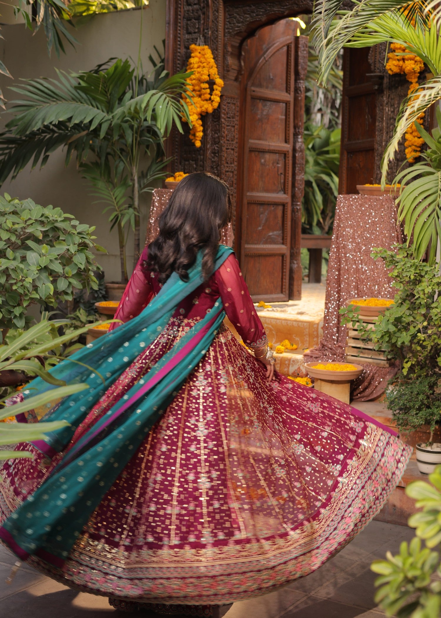 organza Angrakha in Magenta