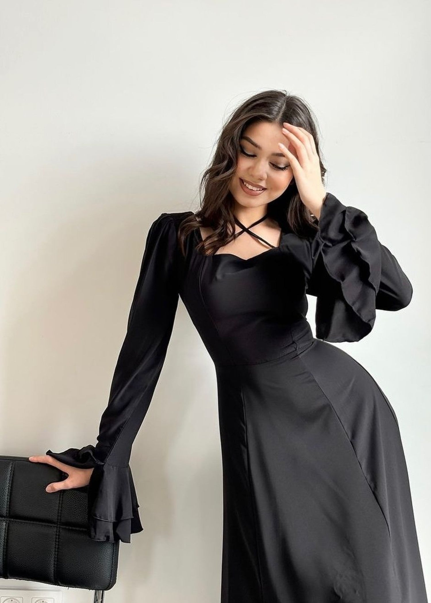 georgette Dress in Black