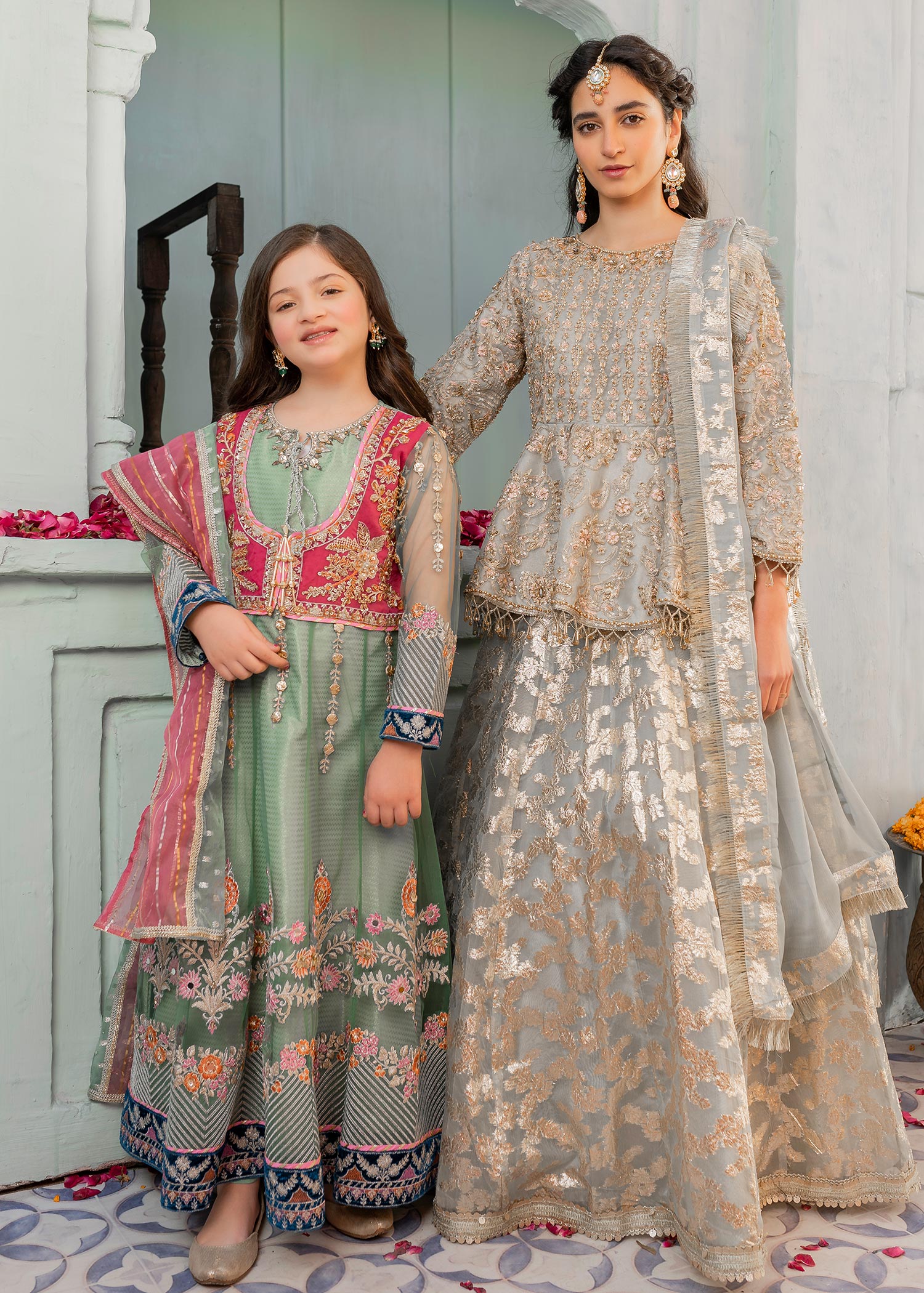 polyester net Pishwas in Green