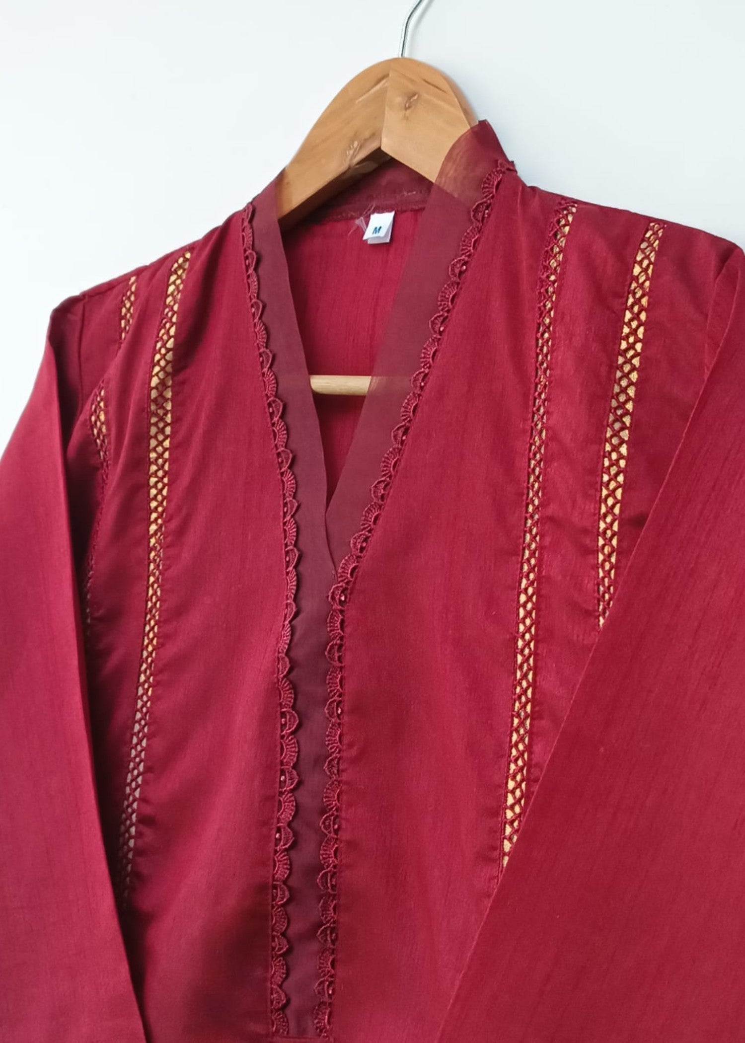 raw silk Anarkali in Maroon