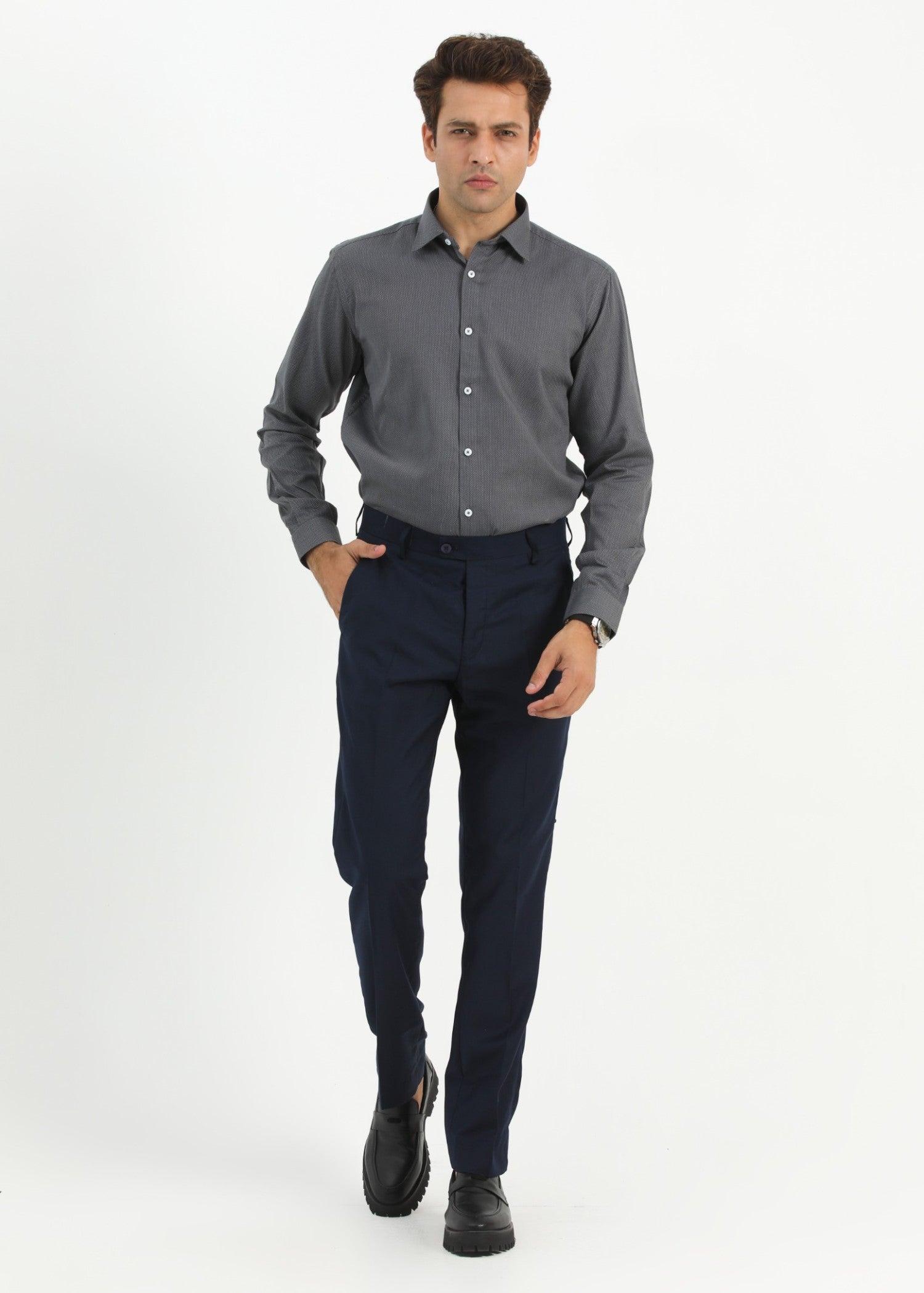 cotton Formal Shirt in Slate grey