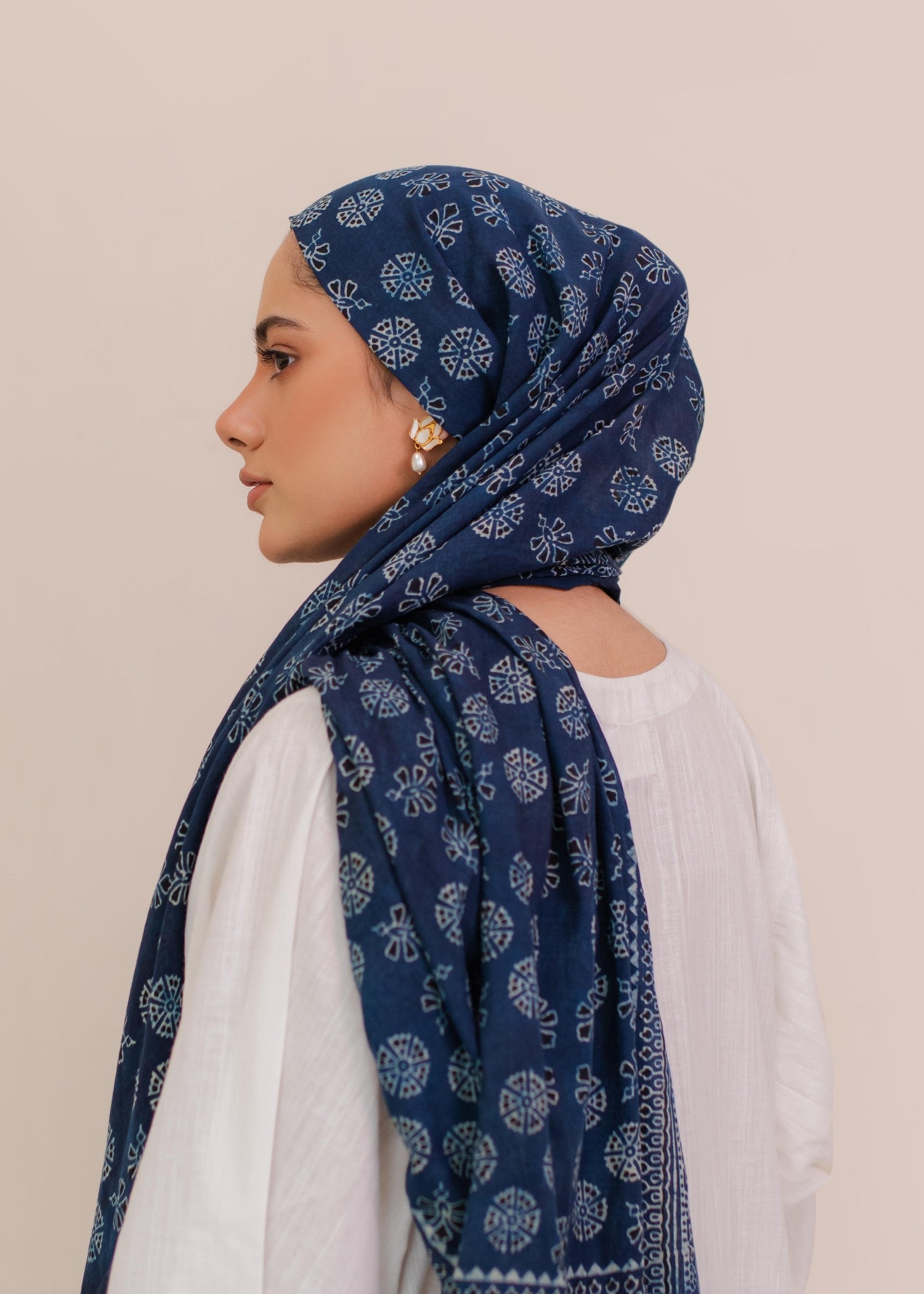 lawn cotton Hijab in Navy blue