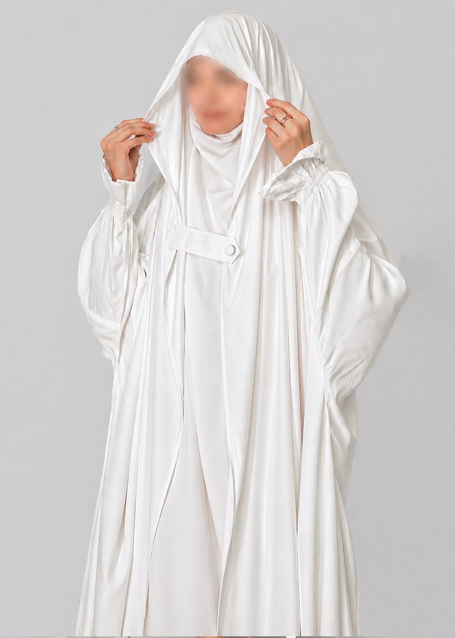 interlock knit Jilbab in White