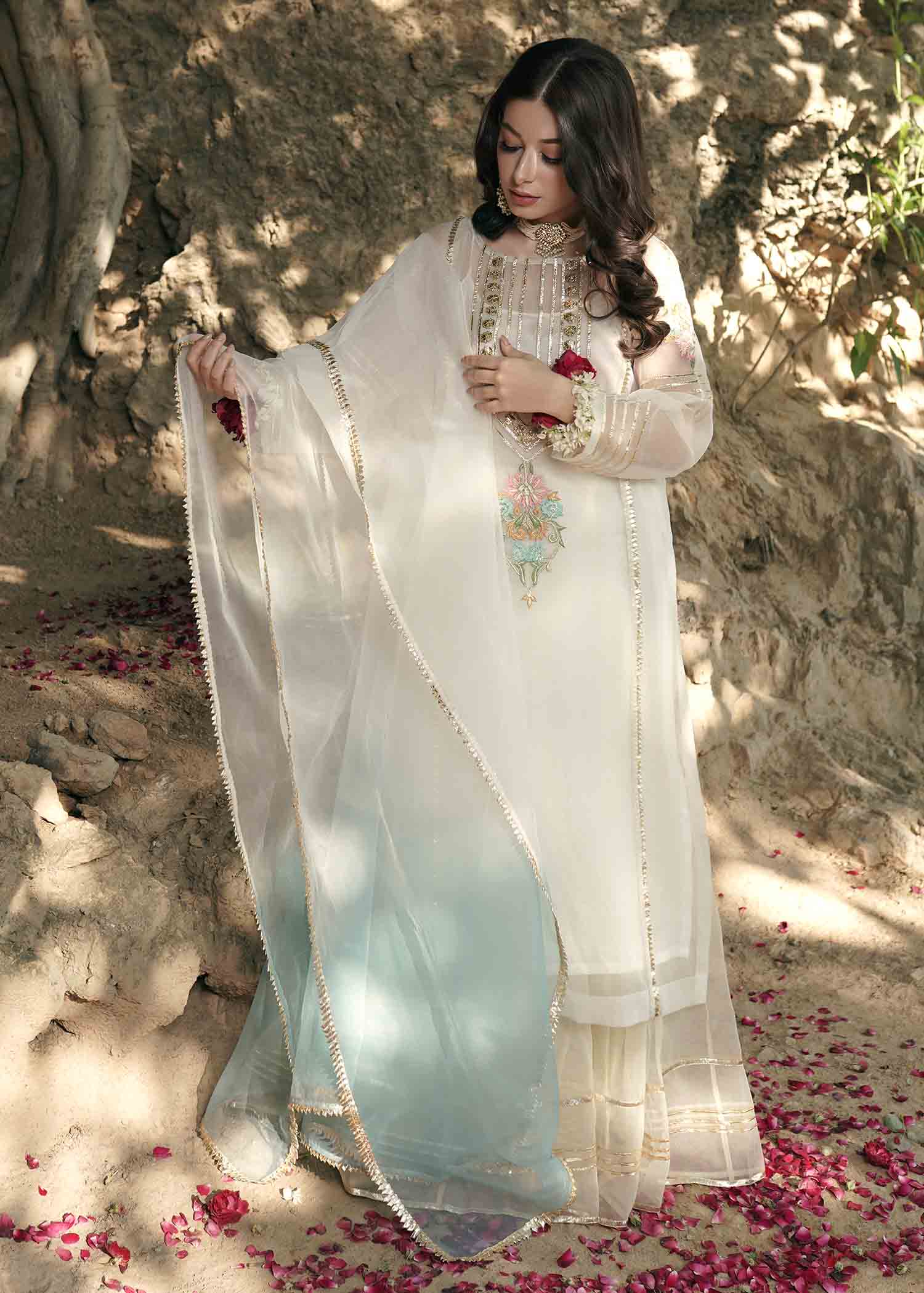 organza Sharara in White