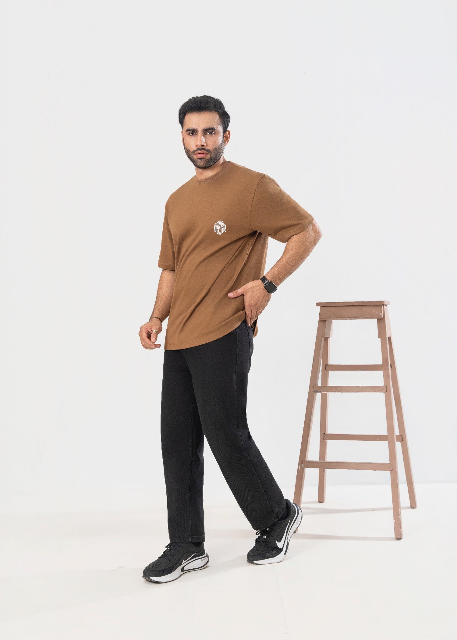 cotton jersey T Shirt in Hazelwood brown
