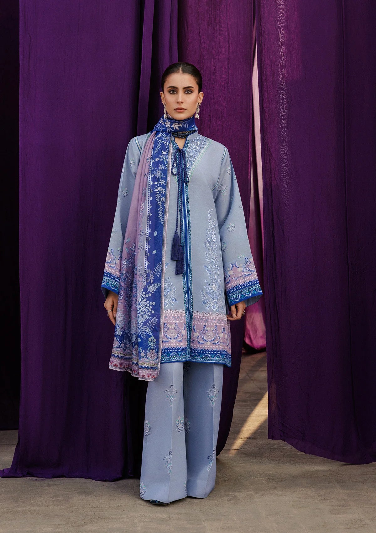 khaddar Unstitched in Lavender