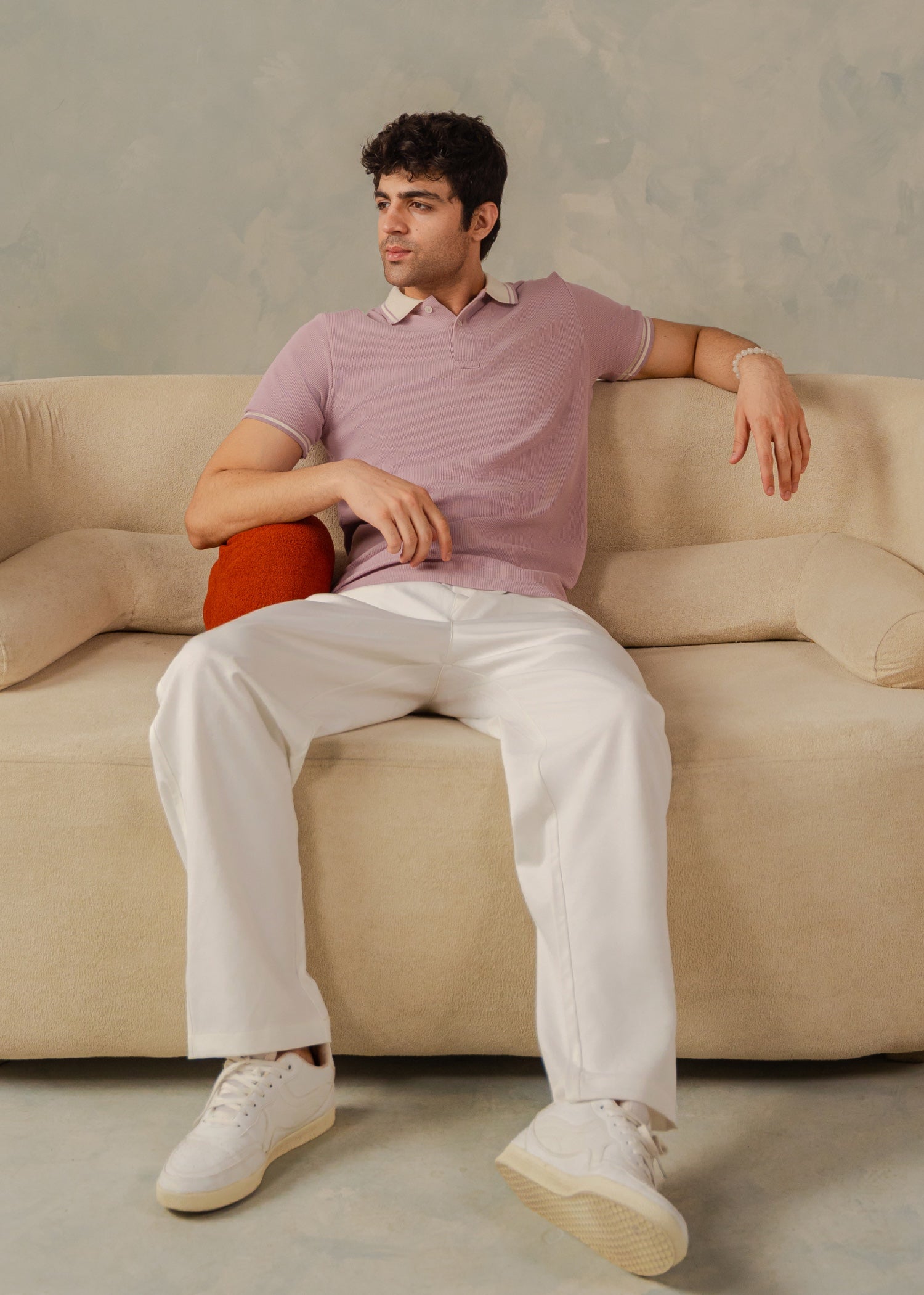 cotton Polo Shirt in Lavender pink