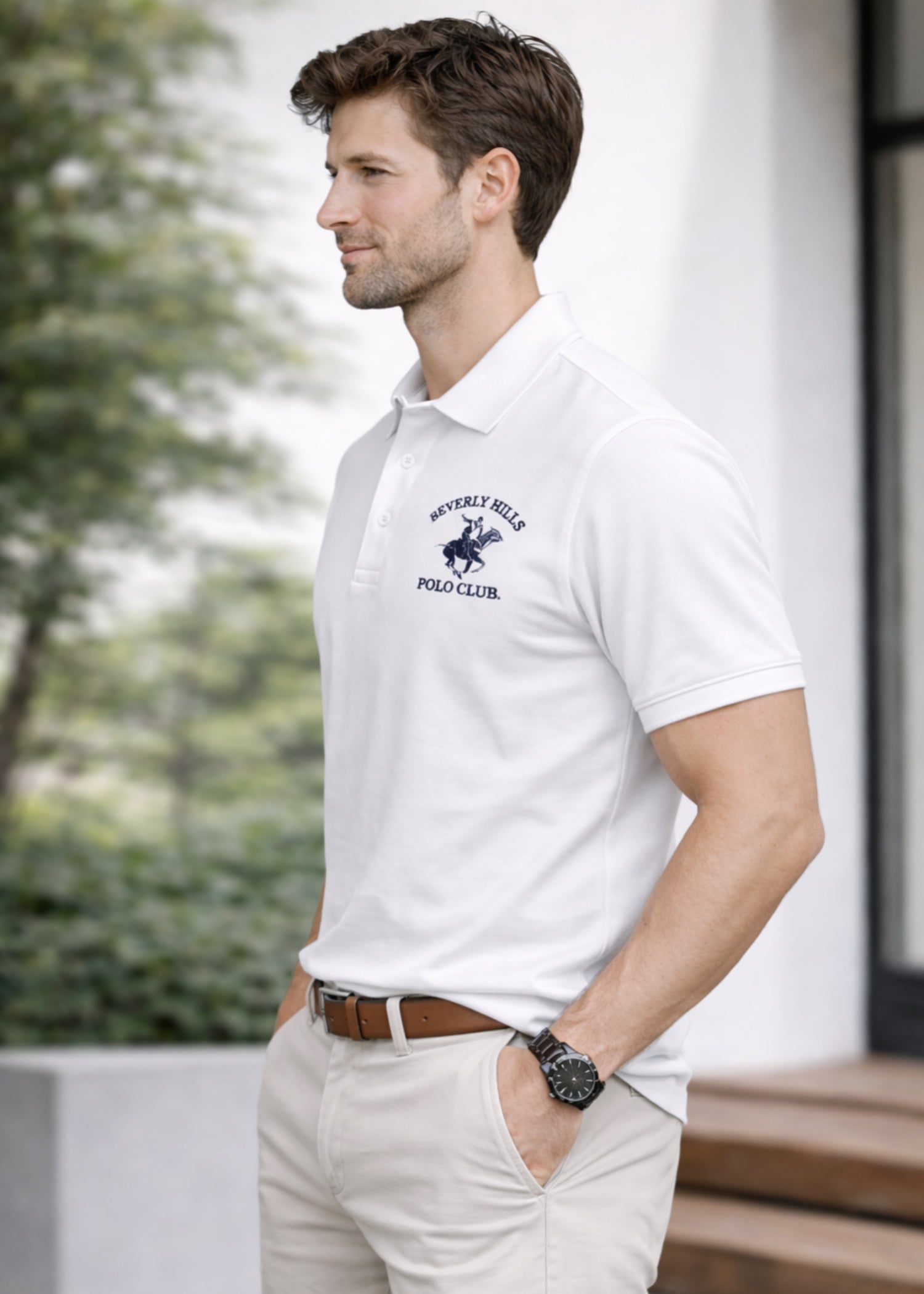 cotton Polo Shirt in White by Imagination Apparel
