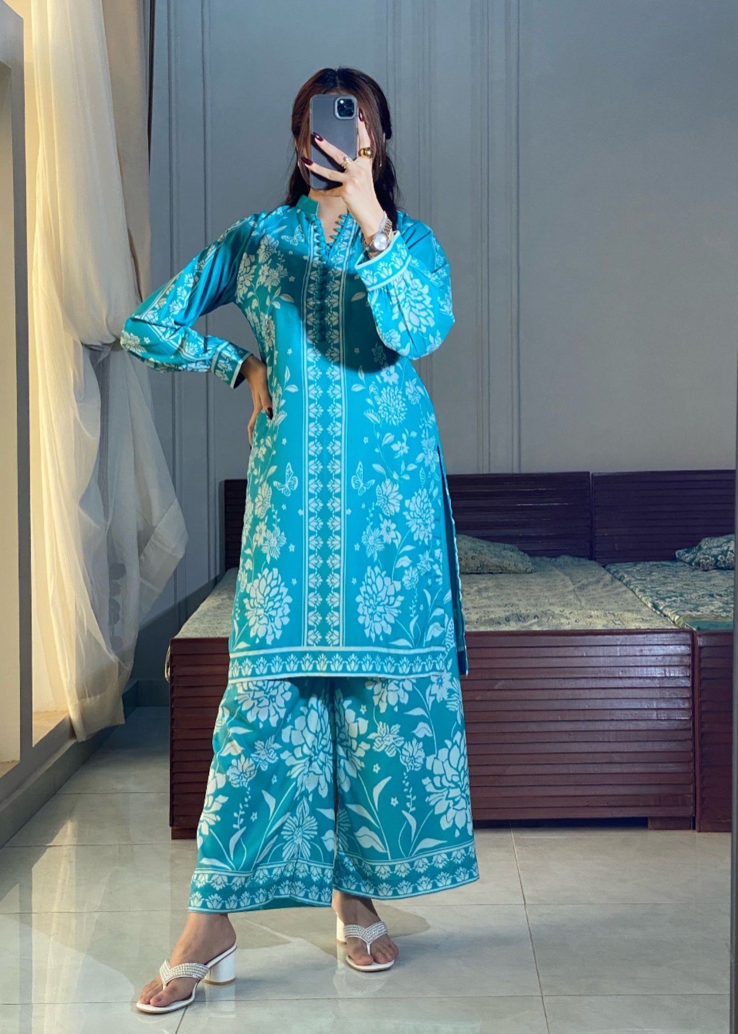 poly lawn Co ord Sets in Turquoise