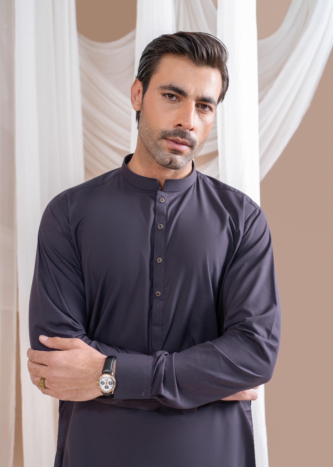 wash & wear Shalwar Kameez in Burgundy by Muraqsh