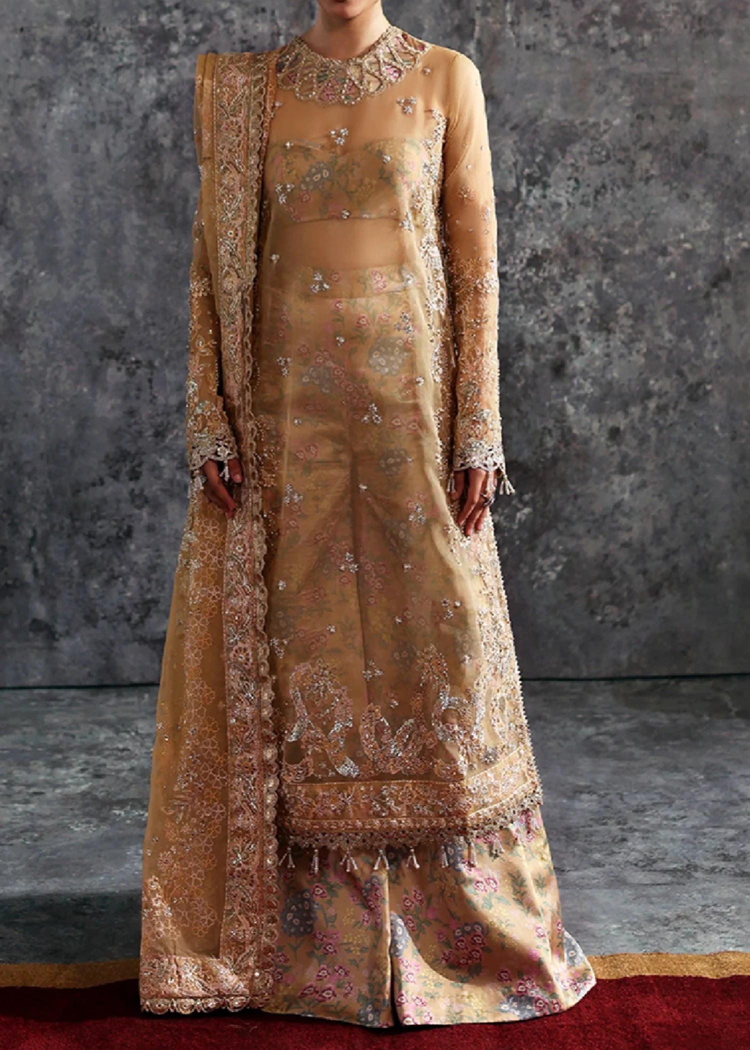 organza Unstitched in Gold