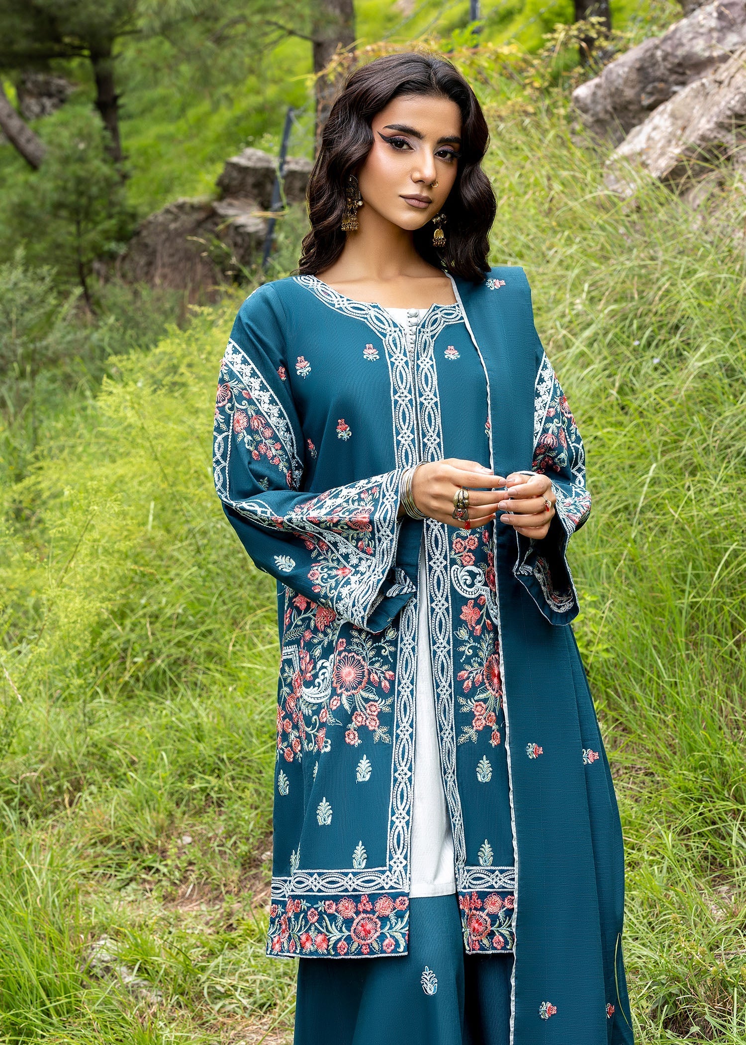 khaddar Jacket in Teal