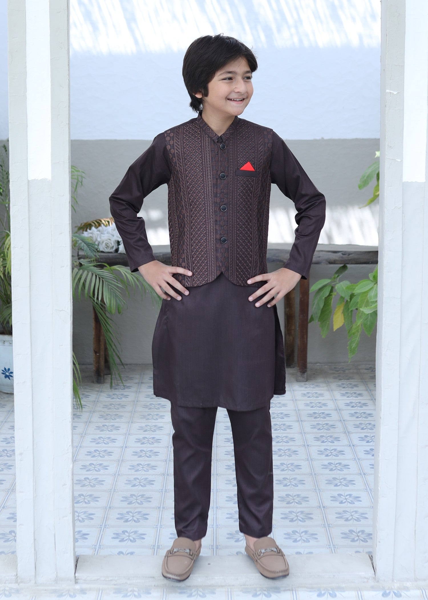 suiting Waistcoat in Dark brown