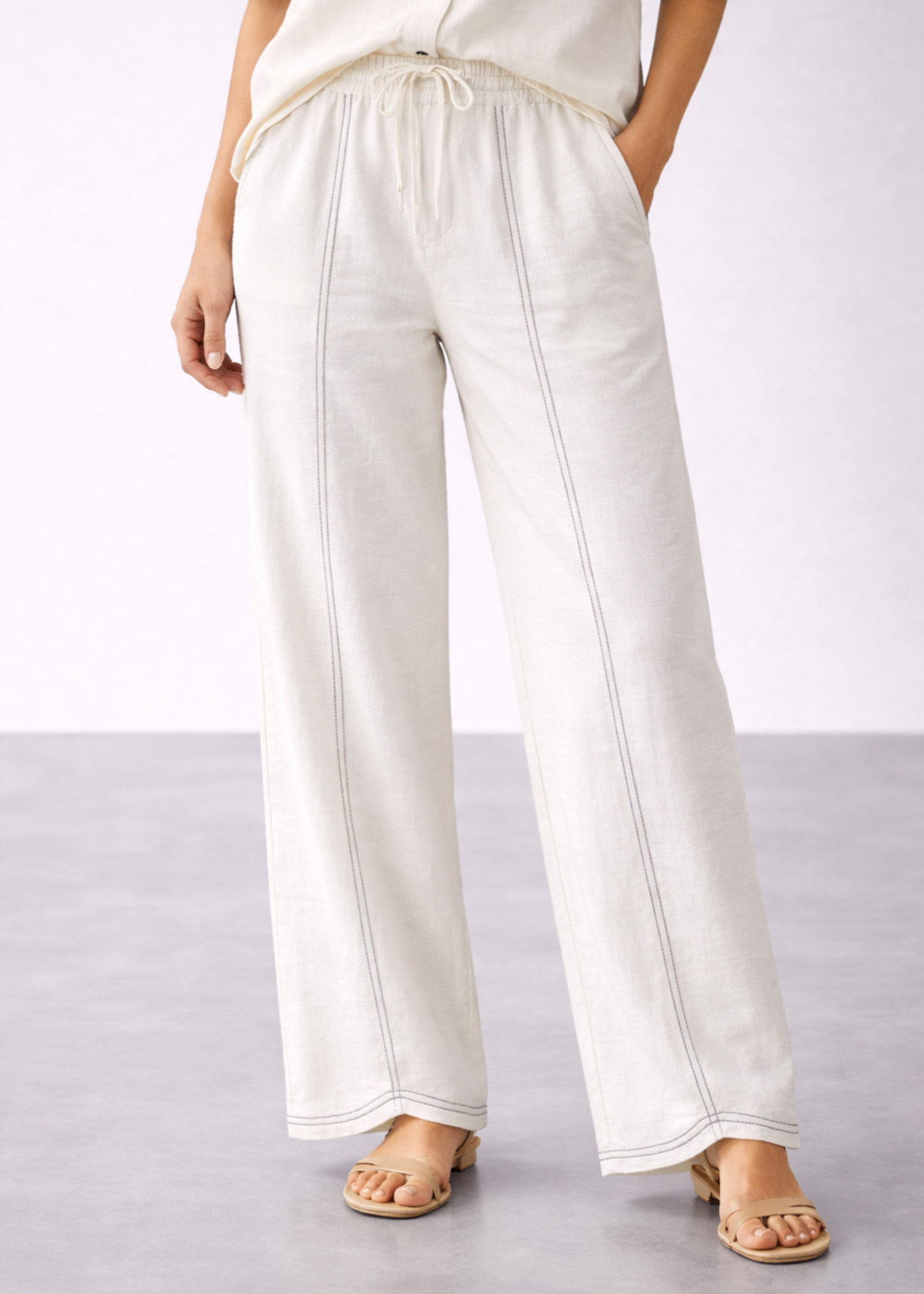 seersucker Trousers in White