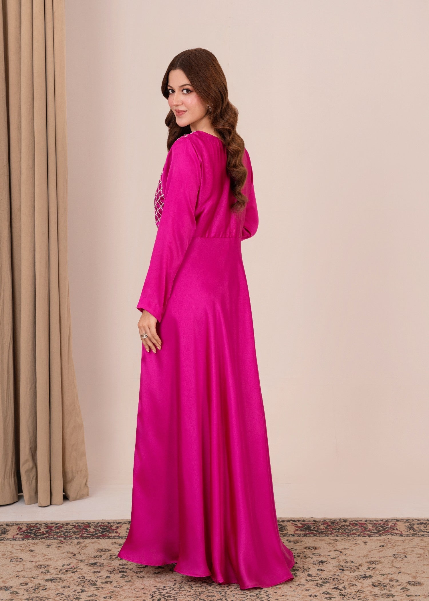 silk Maxi in Fuchsia pink