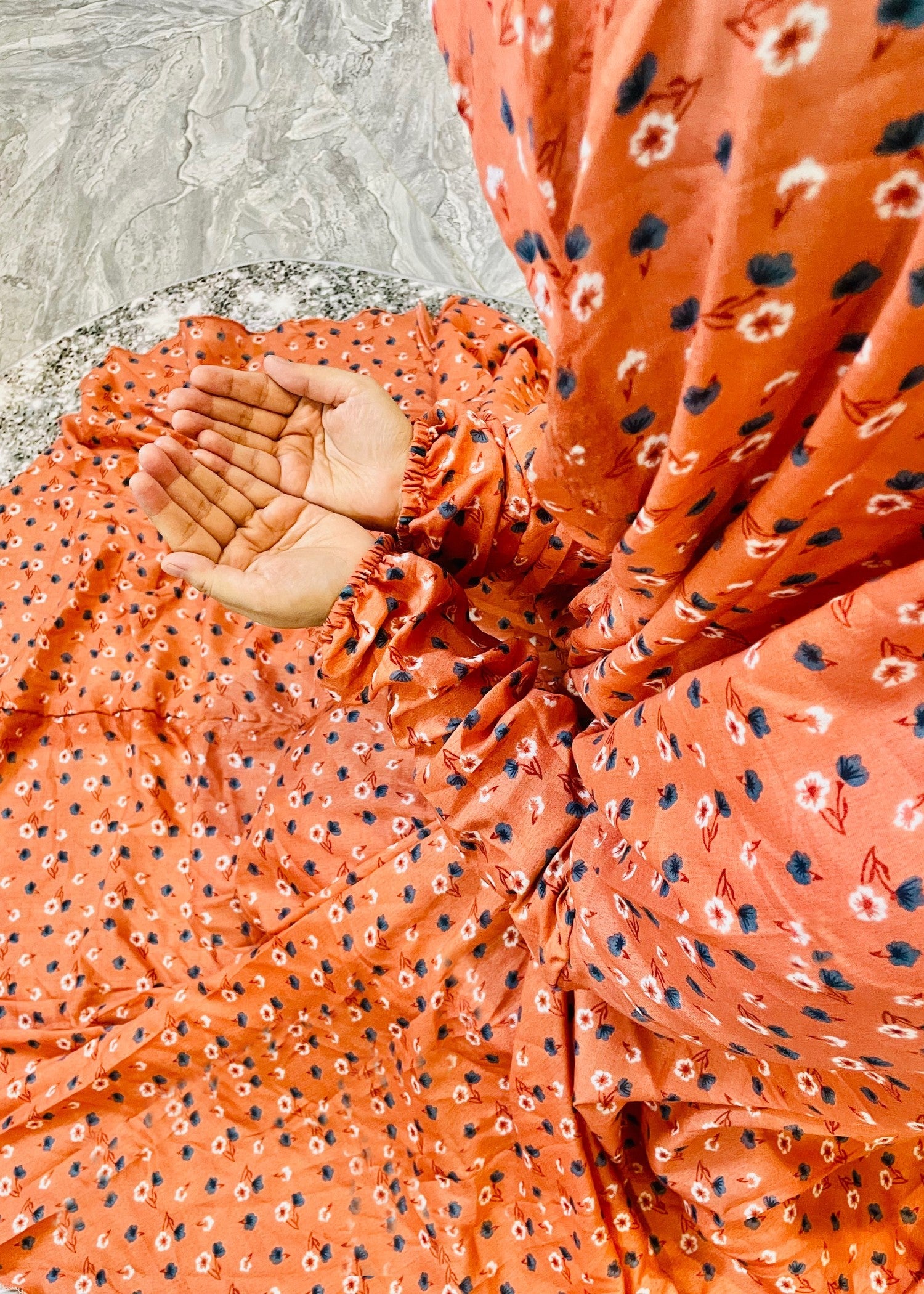 swiss lawn Chaddar in Coral orange
