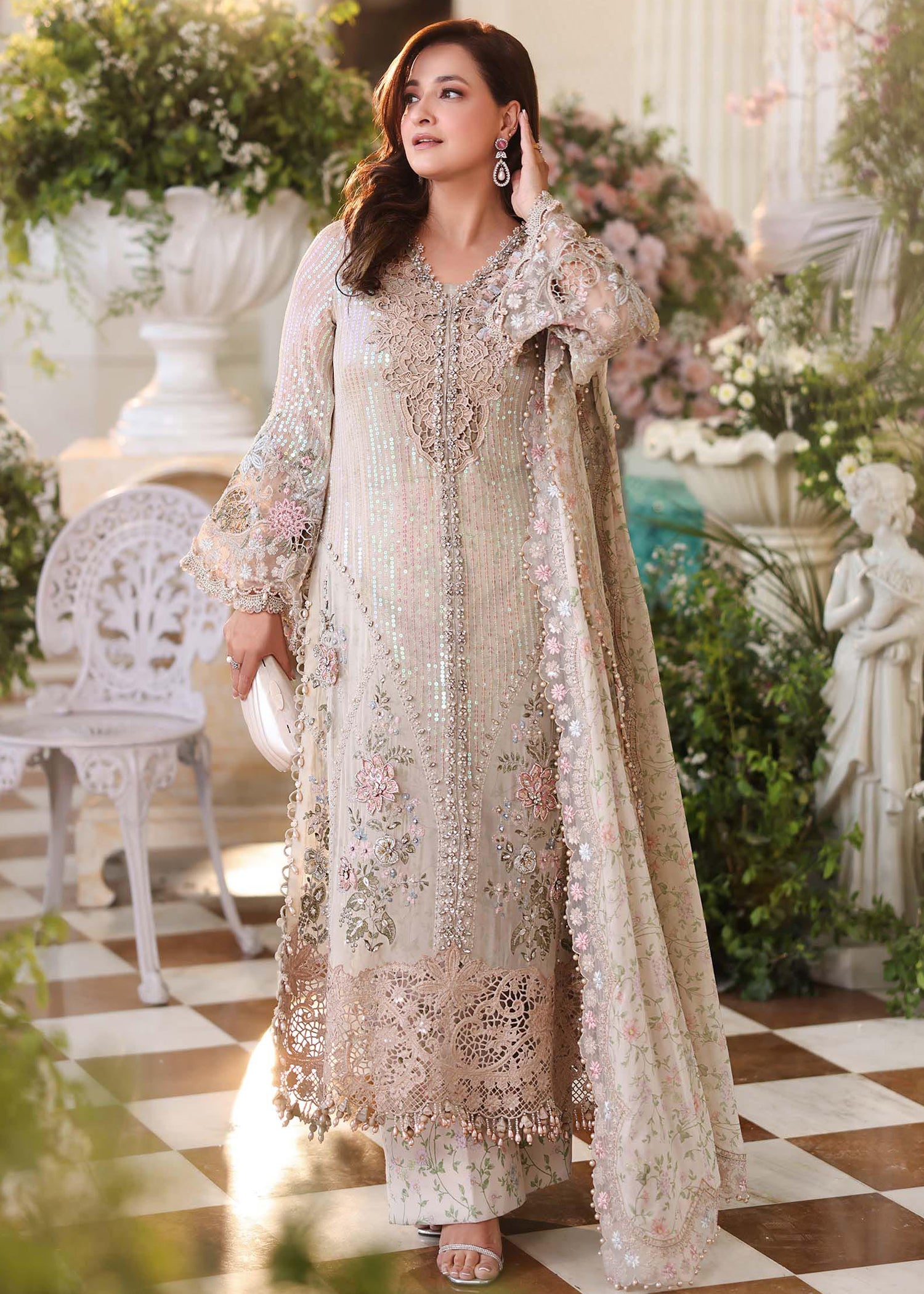 chiffon Unstitched in Ivory