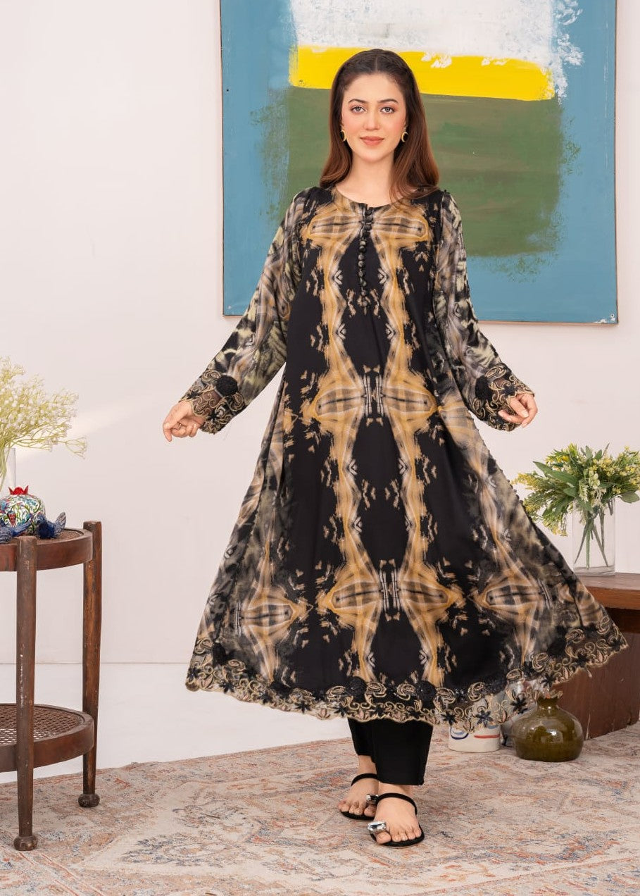 khaddi net Pishwas in Black