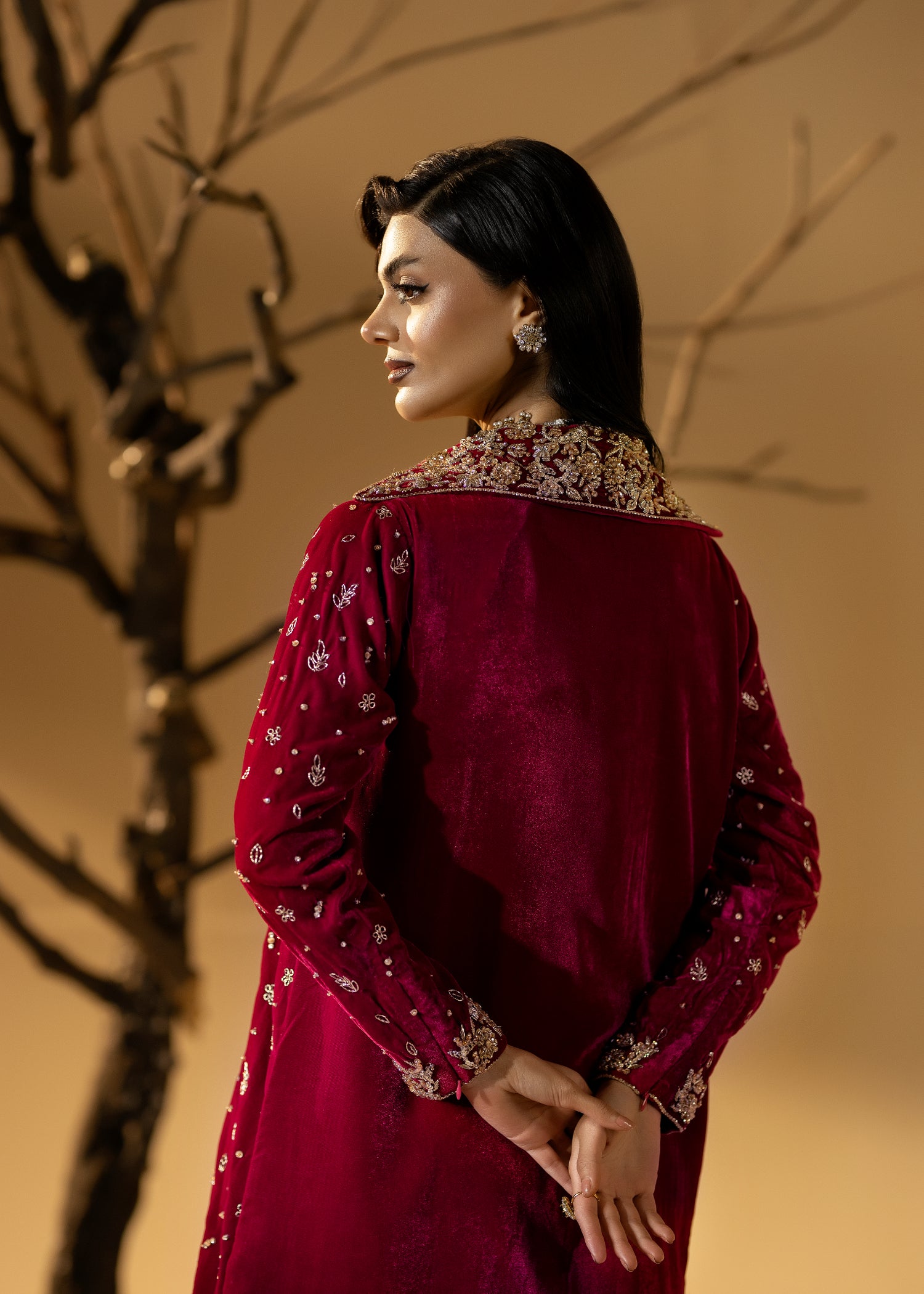 chinese micro velvet 9000 Kaftan in Hot pink