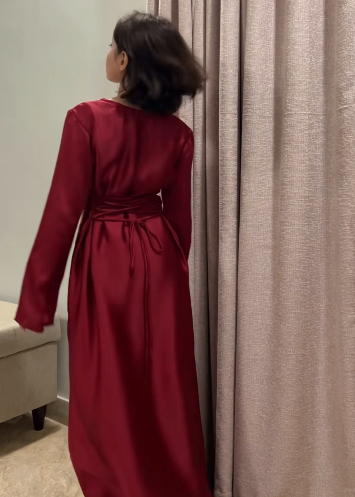 silk Dress in Maroon