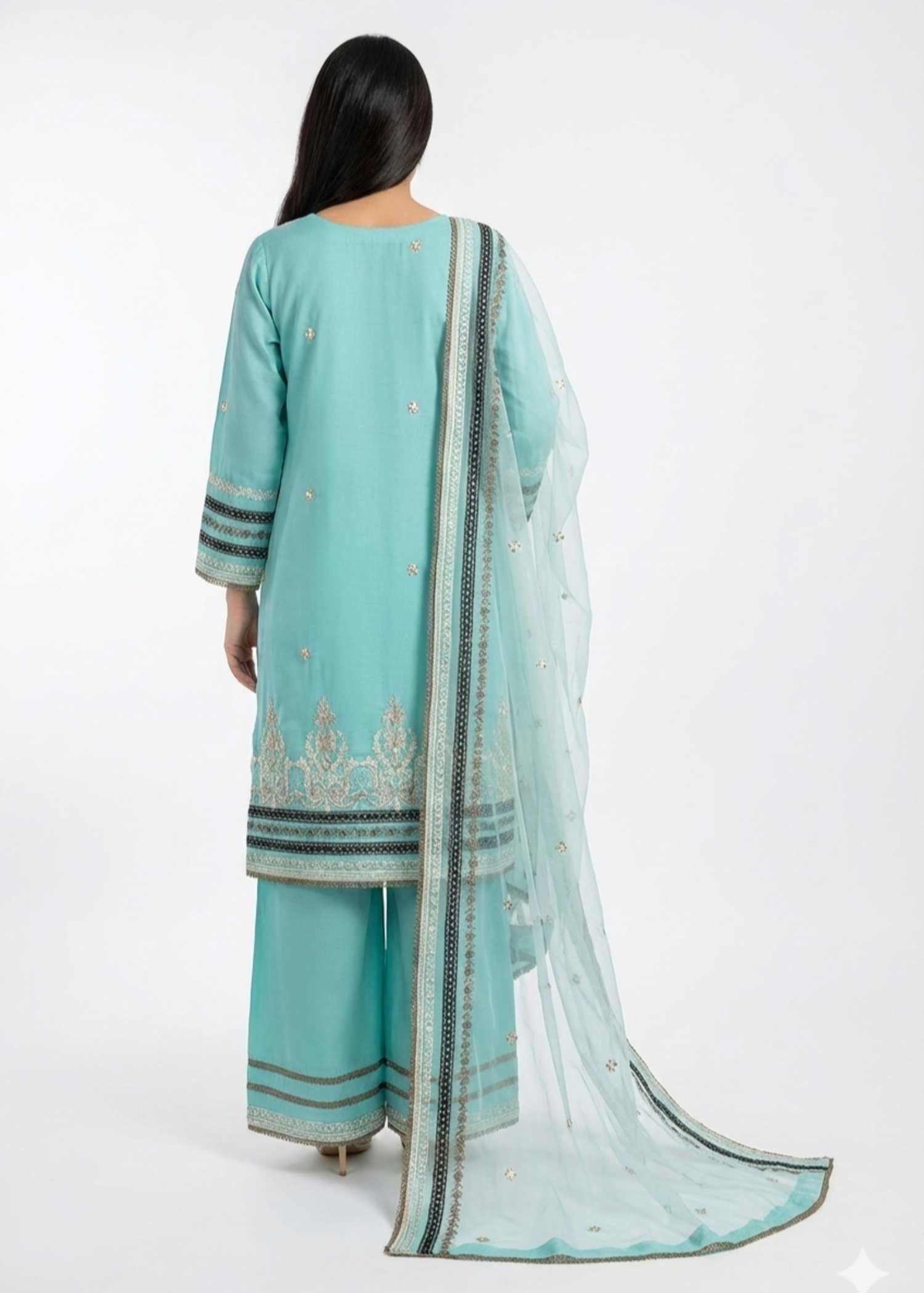 raw silk Kurta Set in Baby blue