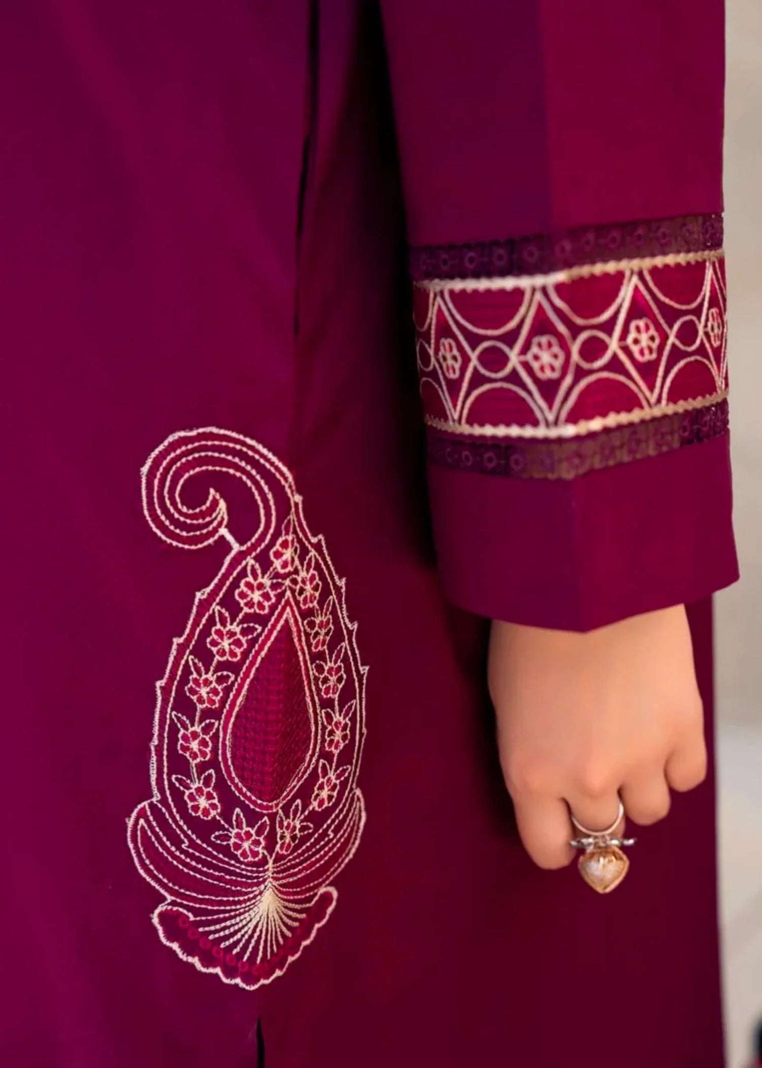 cotton Kurta Set in Red violet